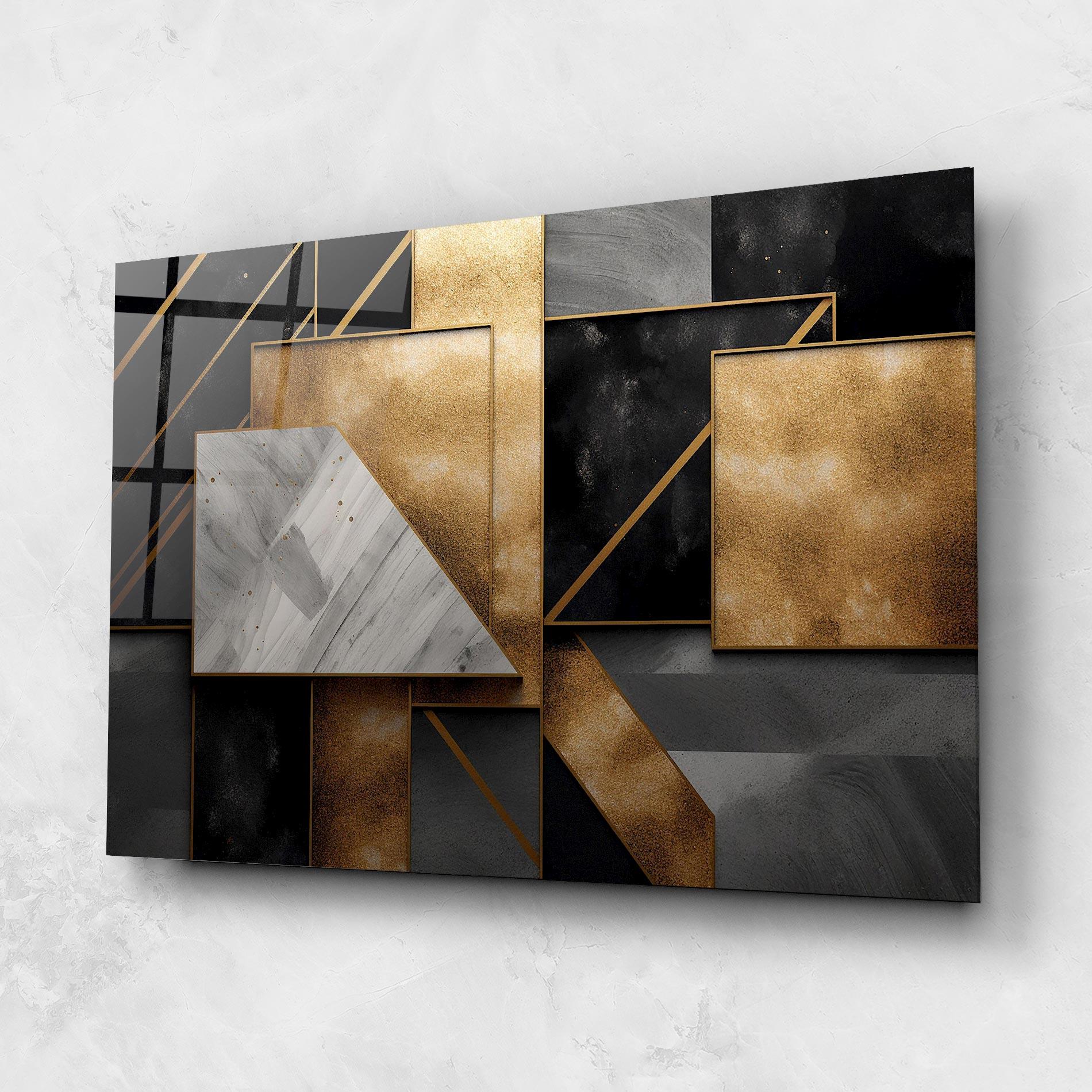 Glasbild Abstract Gold Square mockup 1