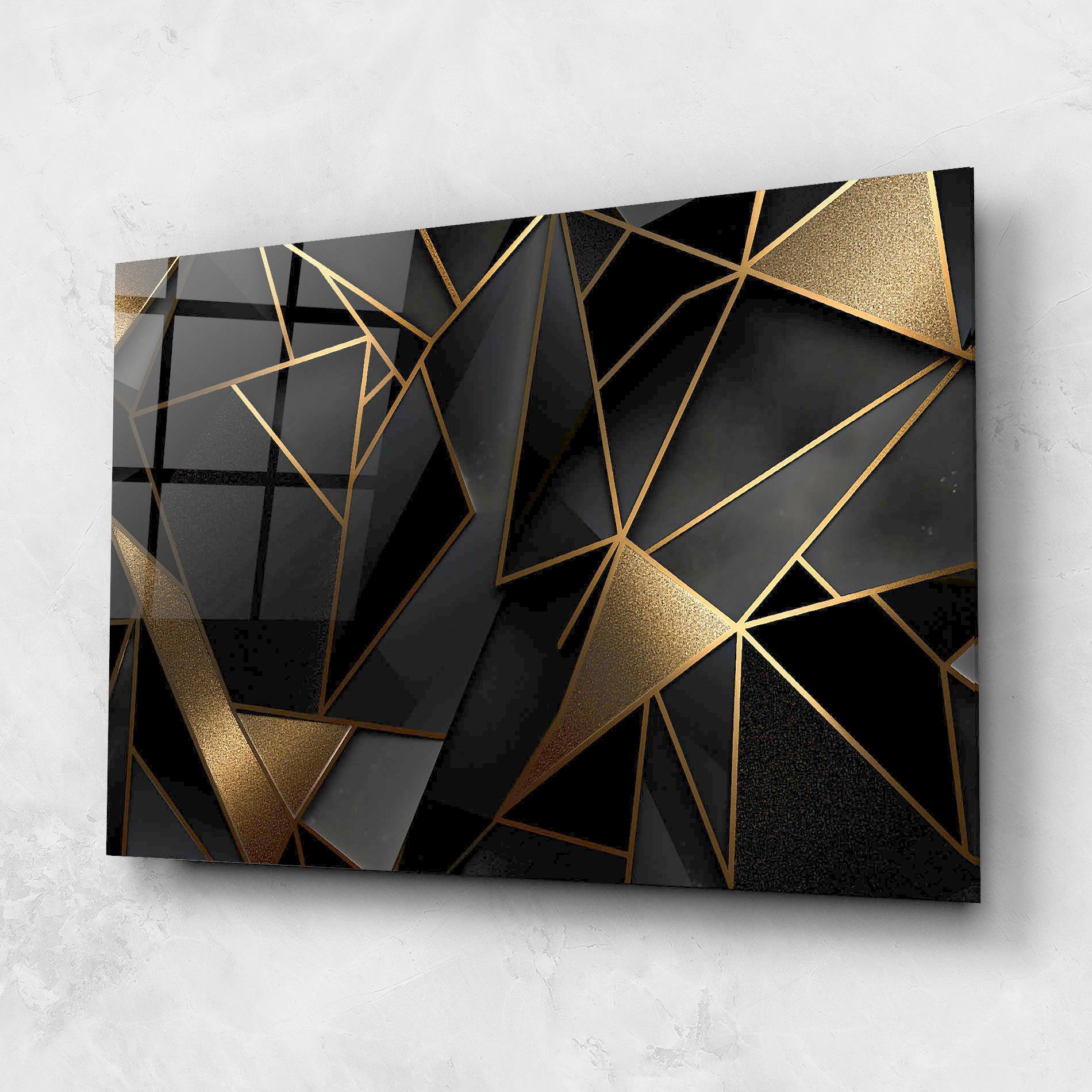 Glasbild Abstract Golden Art mockup 1