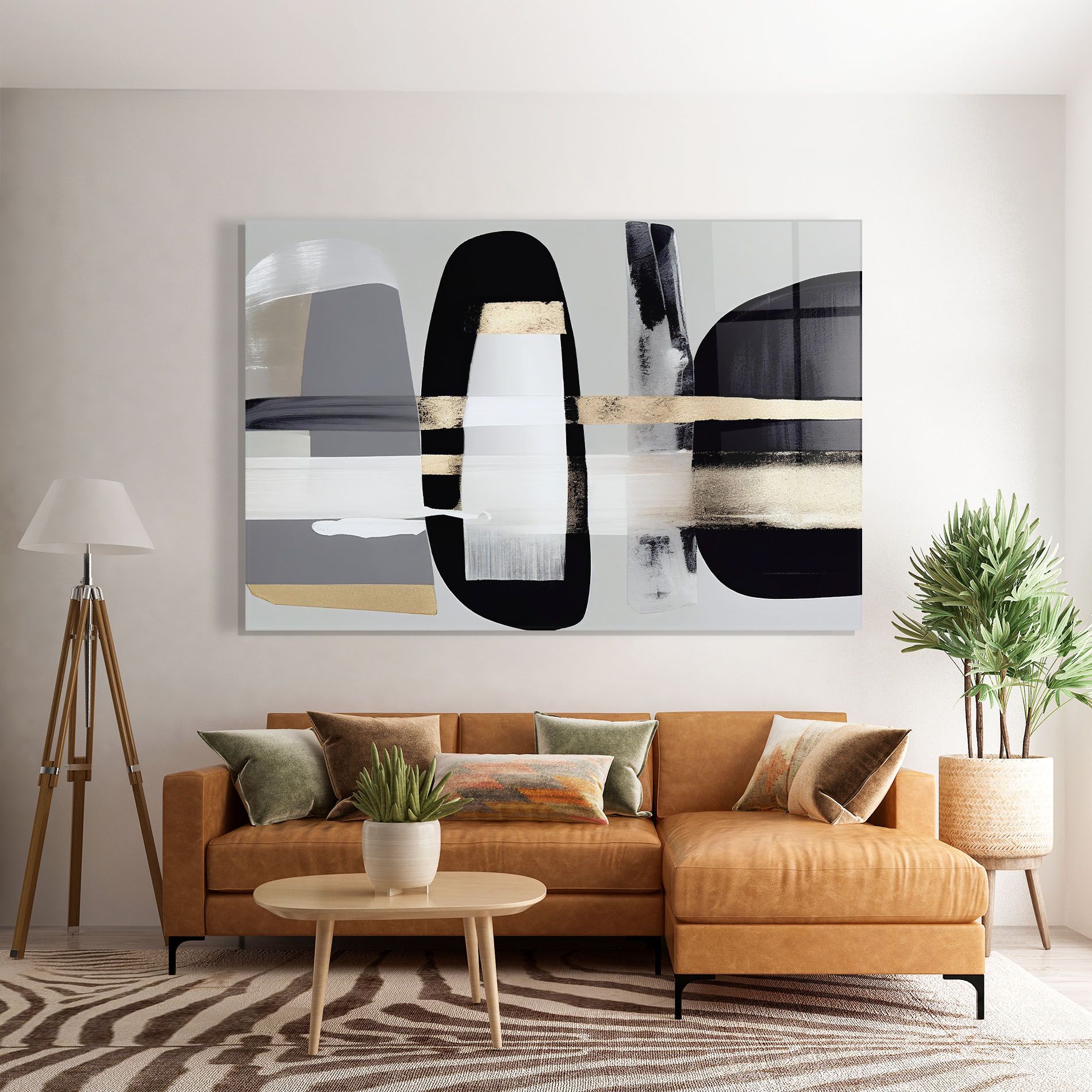 Abstract Gold Painting With Black mockup 7