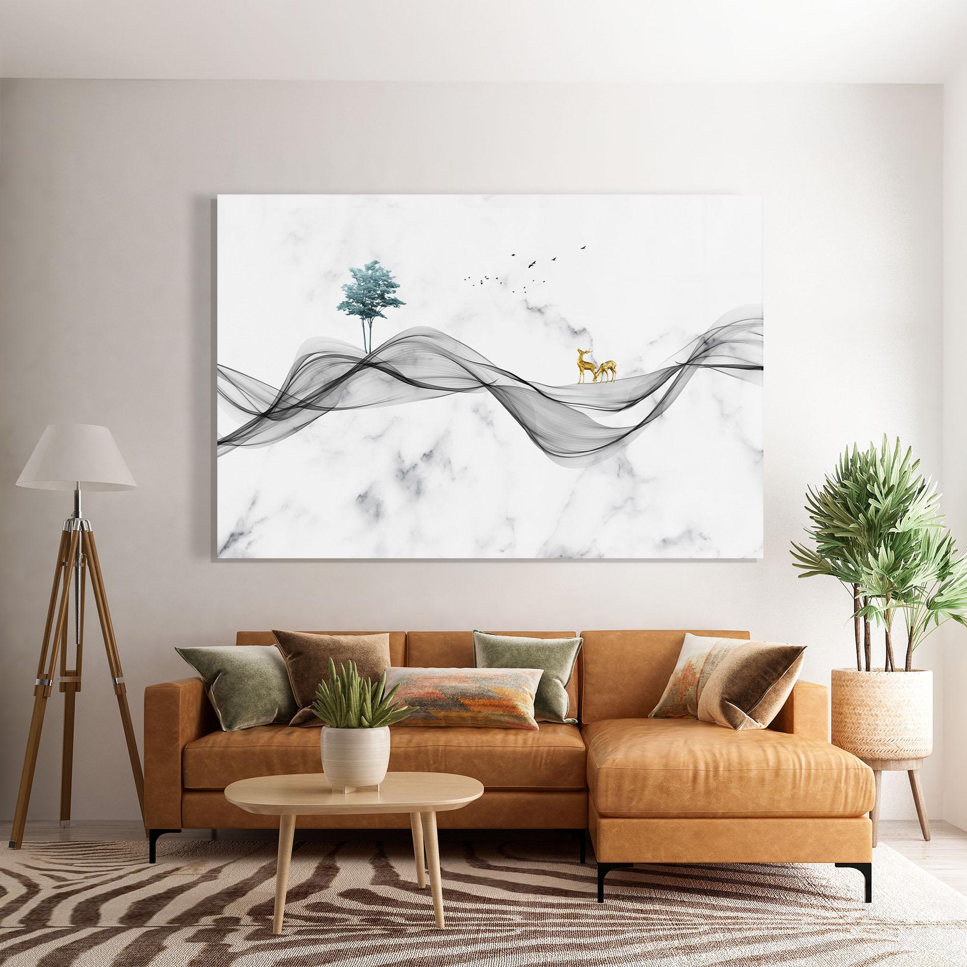 Glasbild Abstract Golden Landscape 1 mockup 7