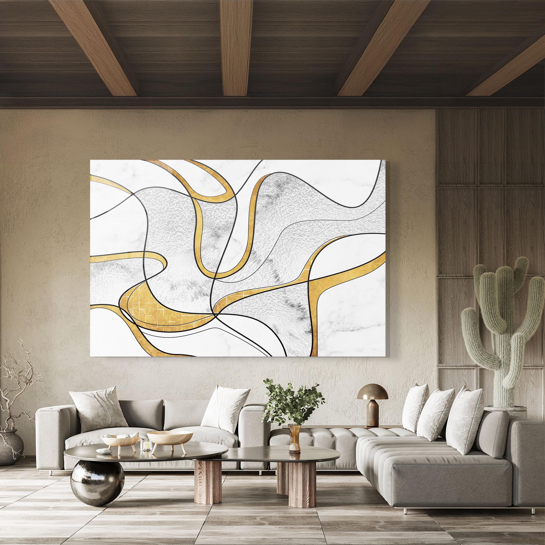 Glasbild Abstract Gold Lines mockup 8
