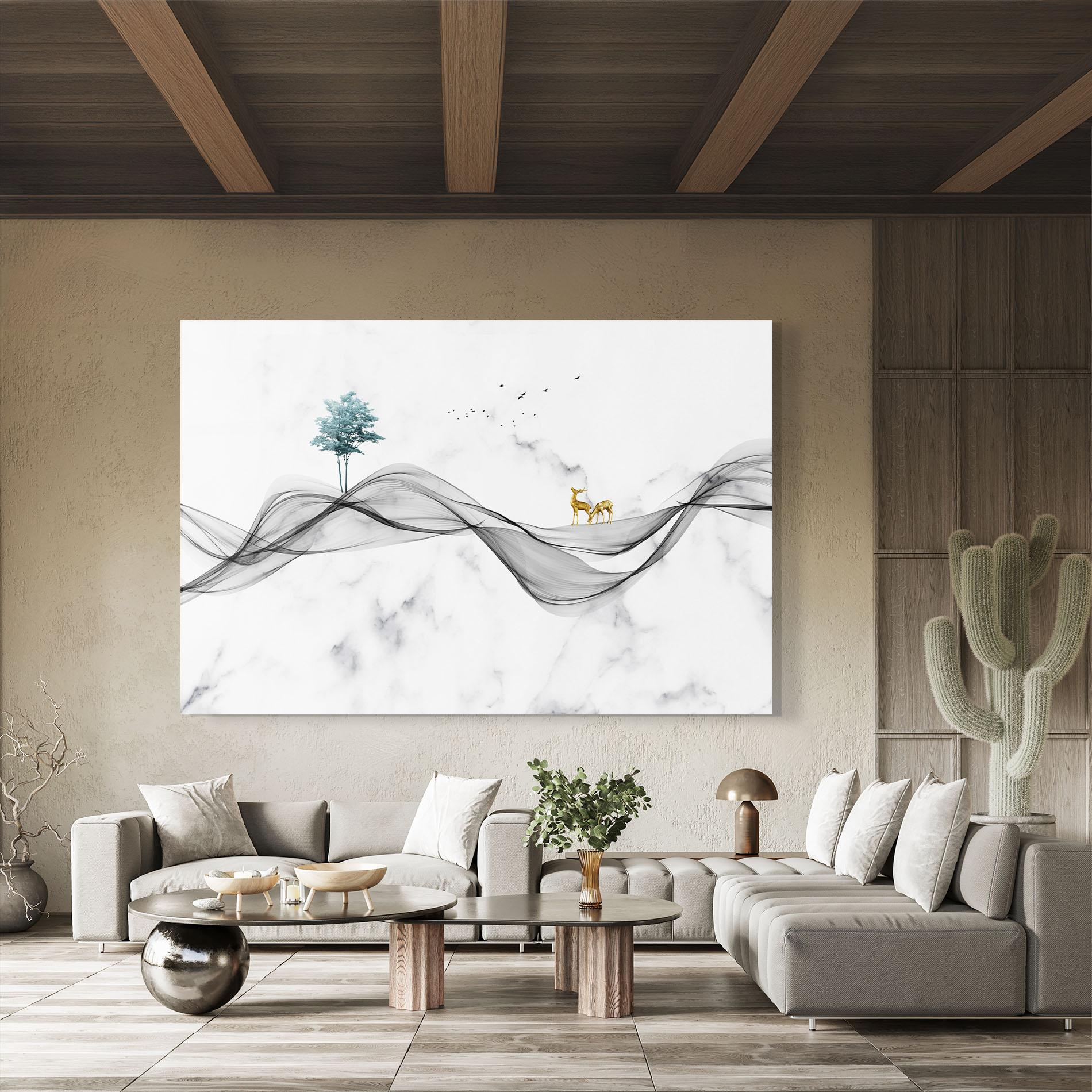 Glasbild Abstract Golden Landscape 1 mockup 8