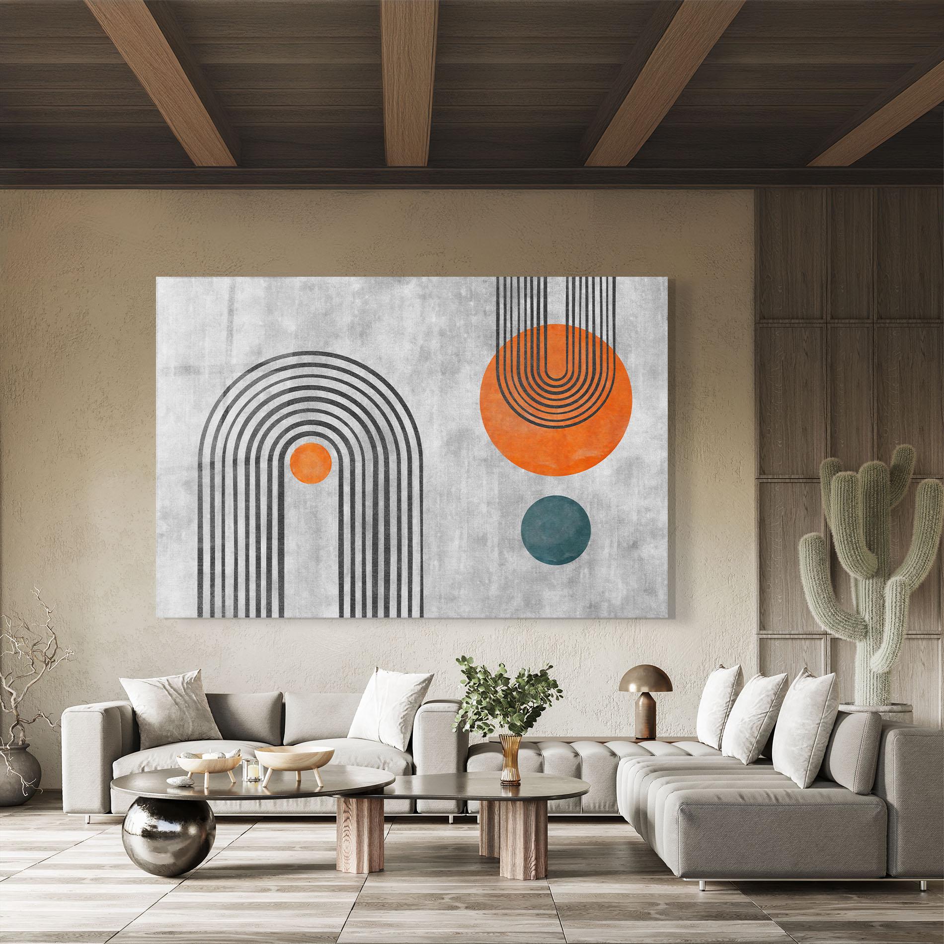 Glasbild Abstract Orange Circles mockup 8