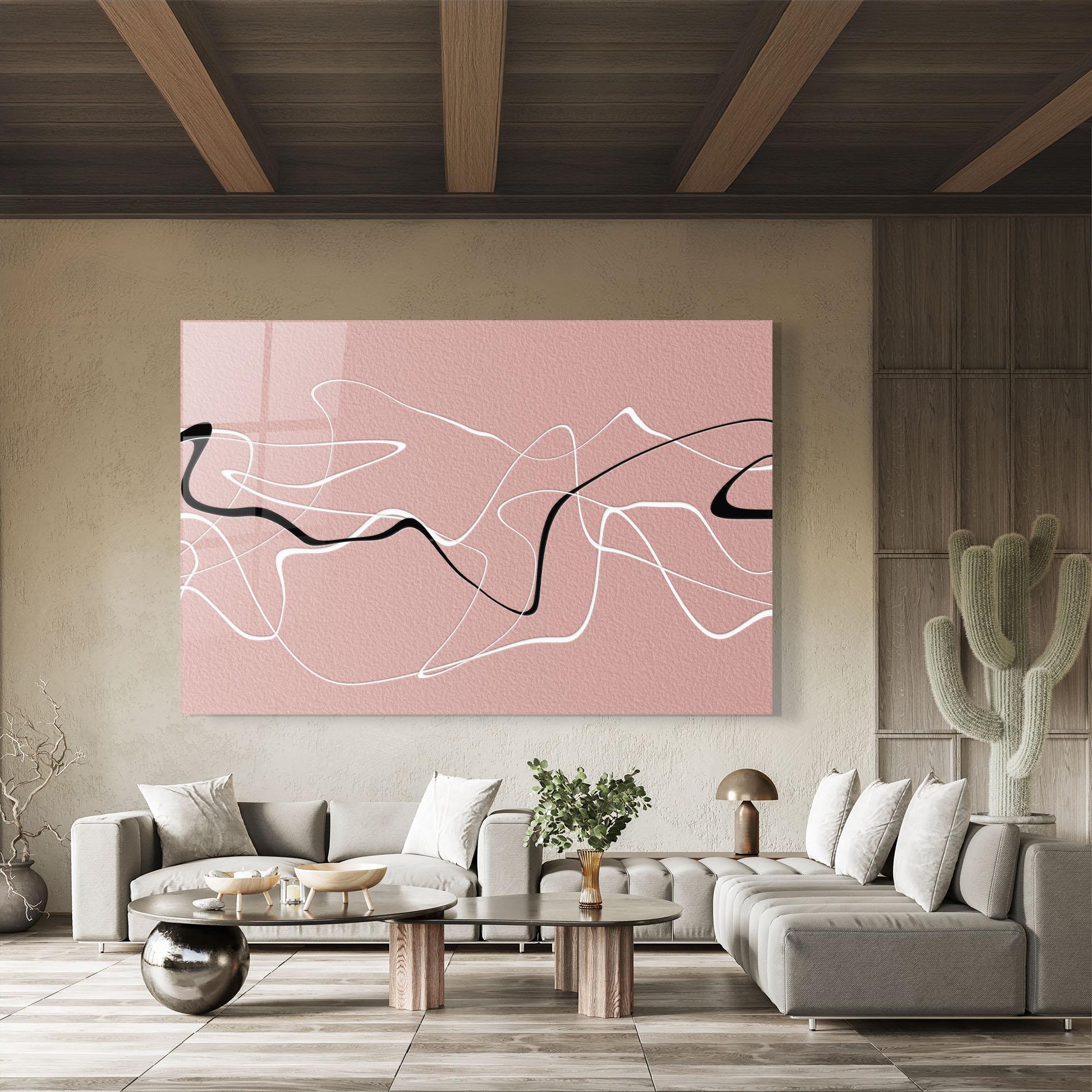 Glasbild Abstract Pink Painting mockup 8