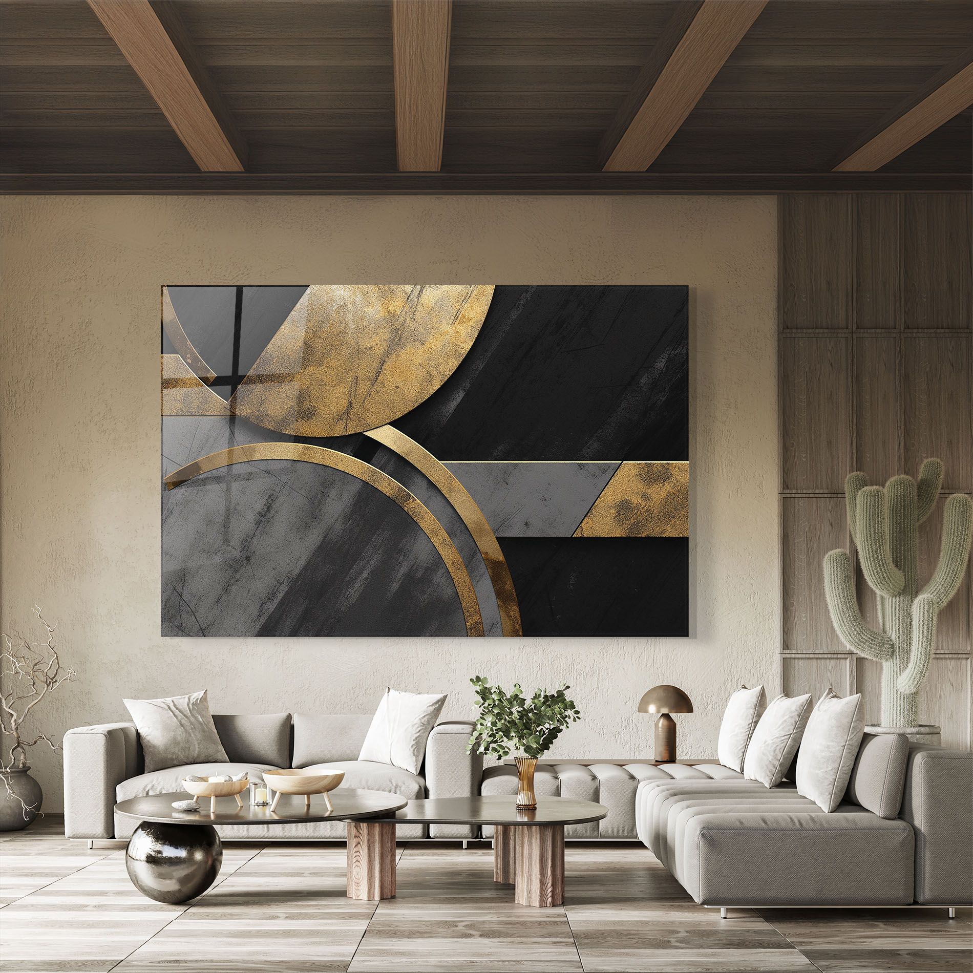 Grey With Gold Painting mockup 8