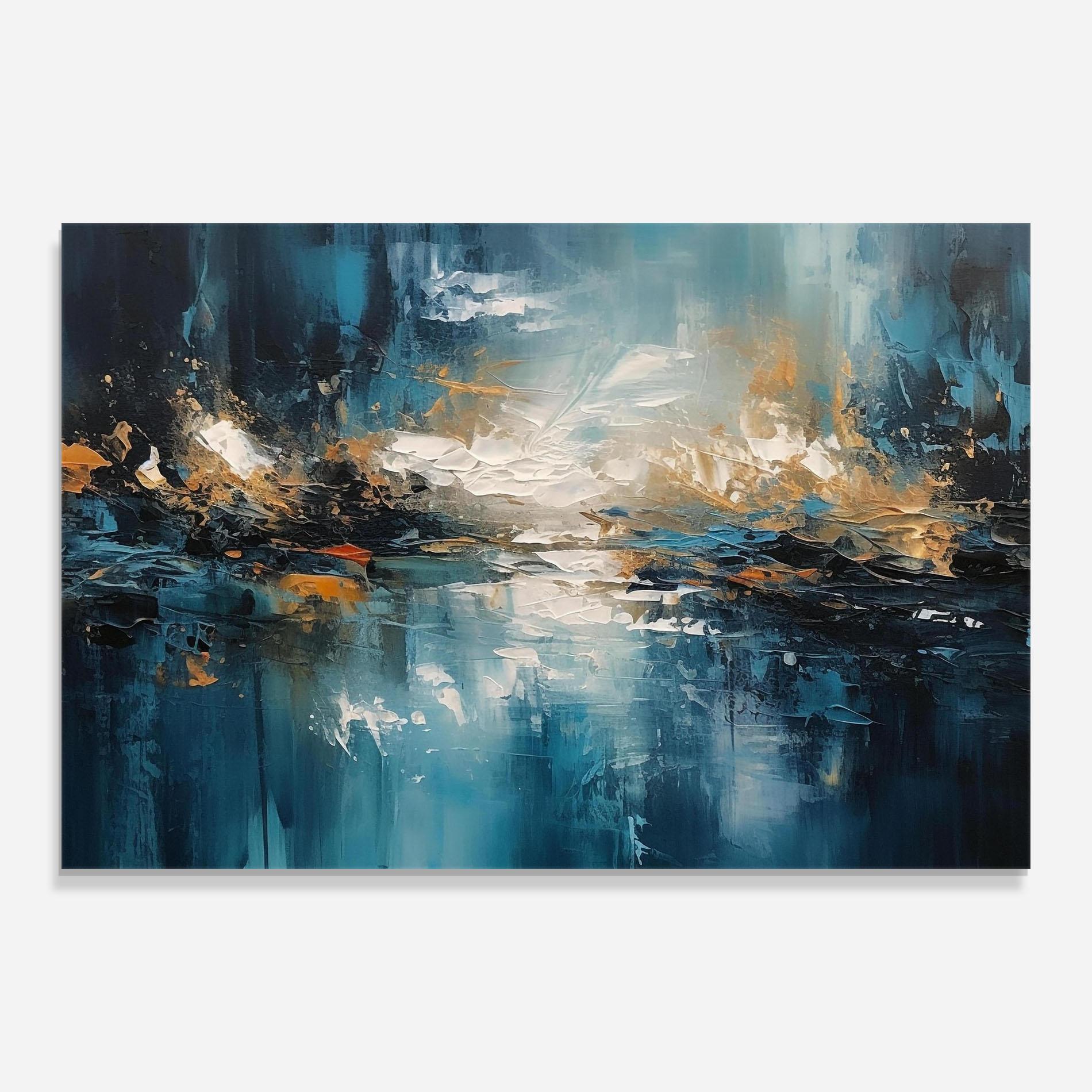 Glasbild Abstract Blue Art mockup 0