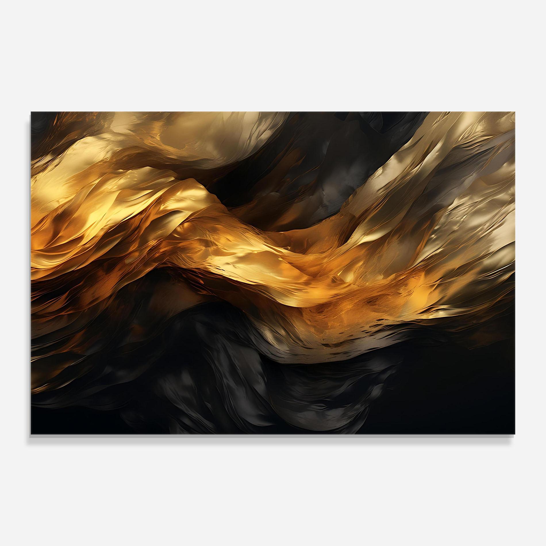 Glasbild Golden Waves With Black mockup 0