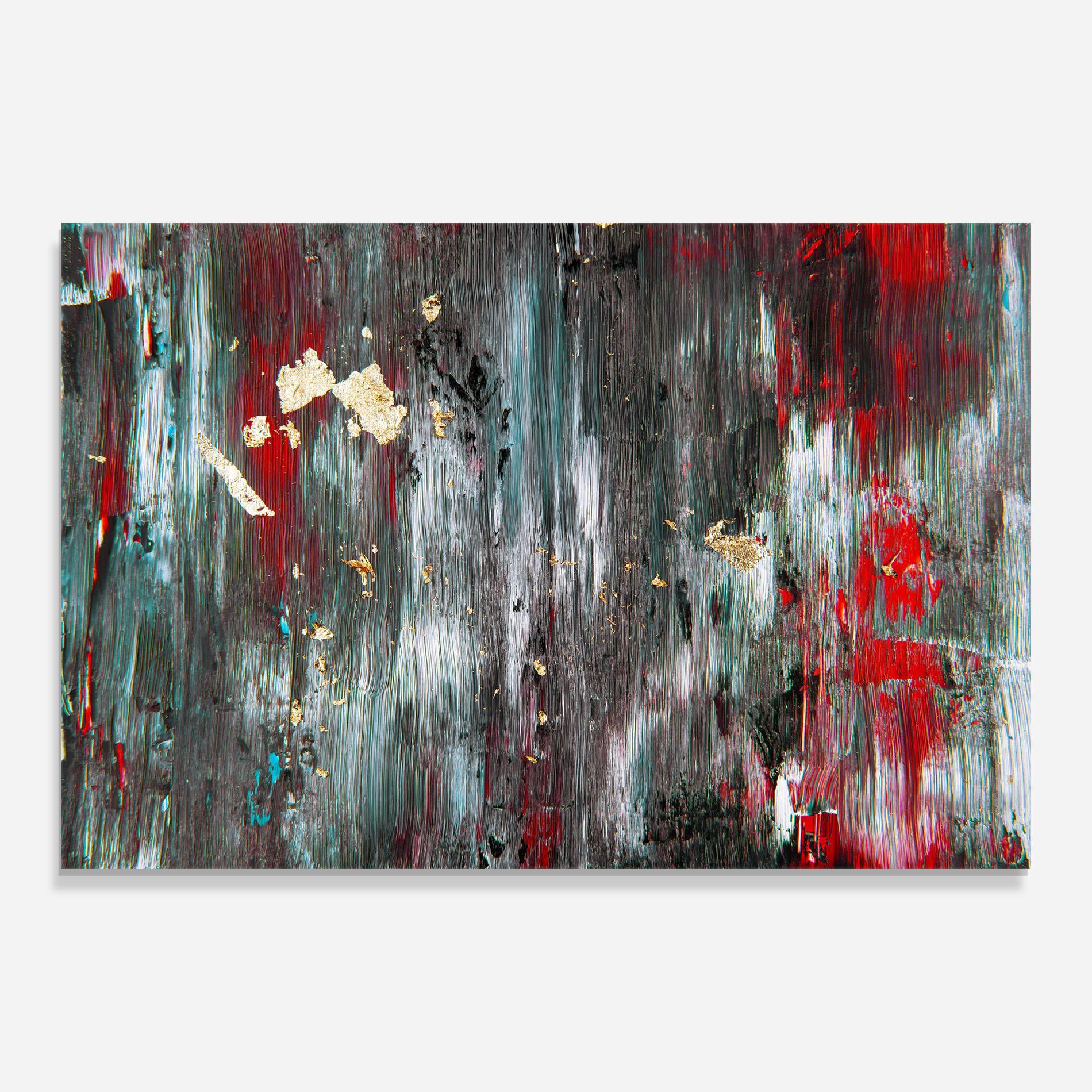 Glasbild Grey With Red Painting mockup 0