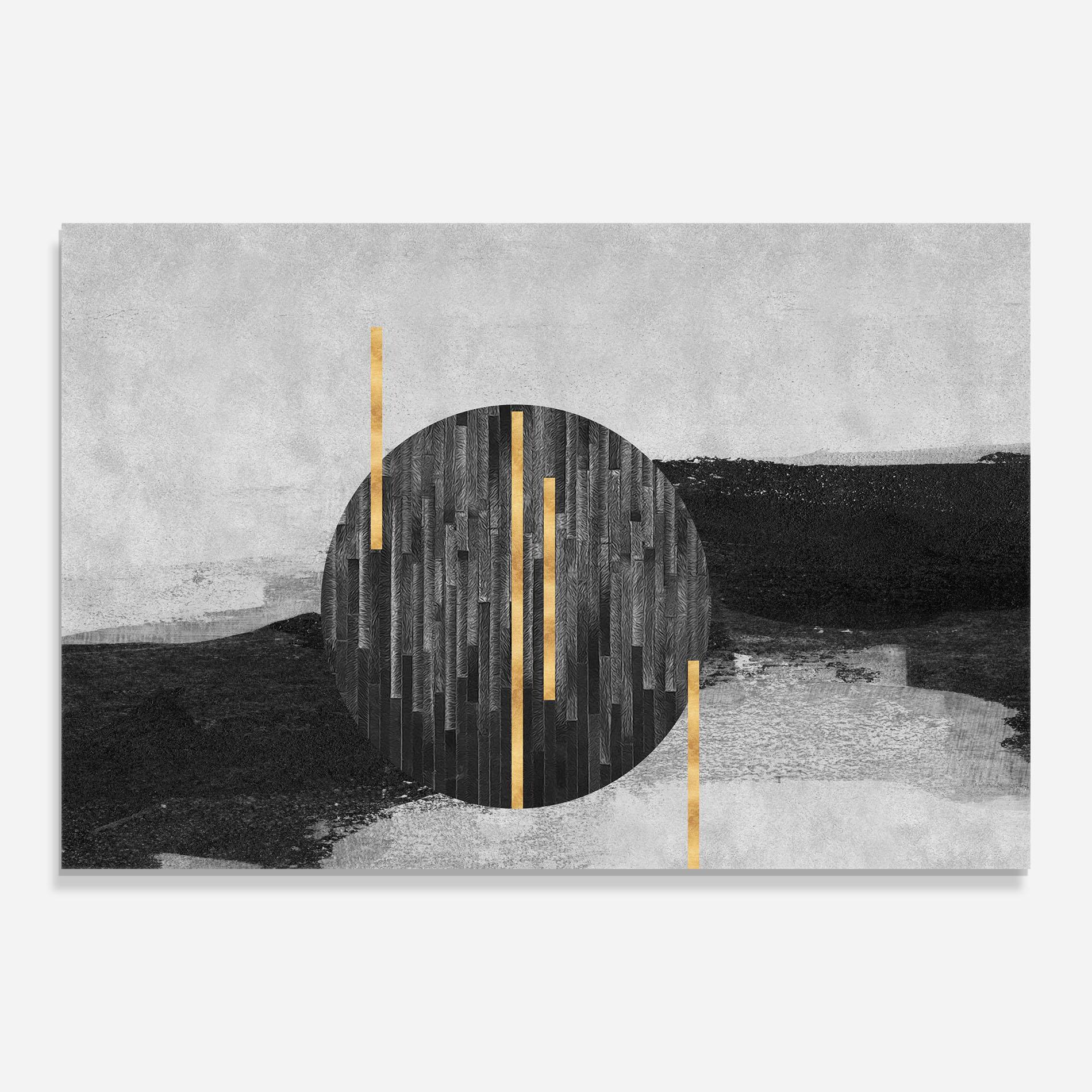 Glasbild Modern Circle With Gold mockup 0