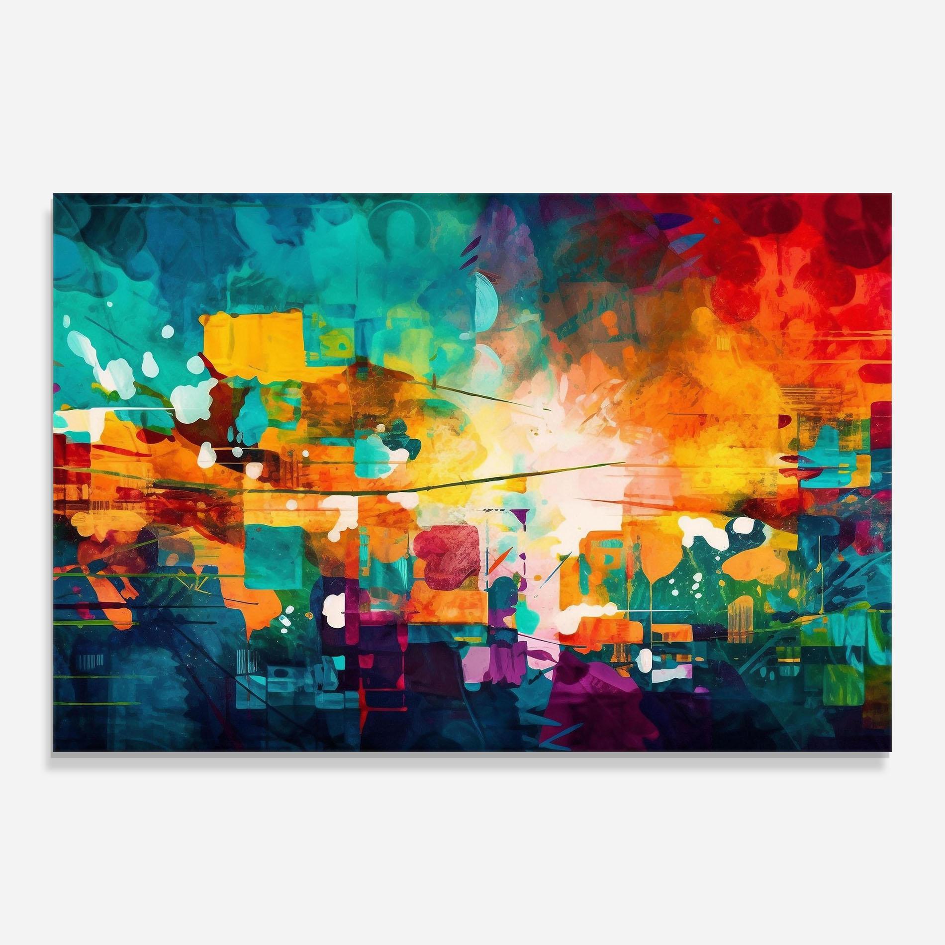 Glasbild Vibrant Colors On Blue Background mockup 0