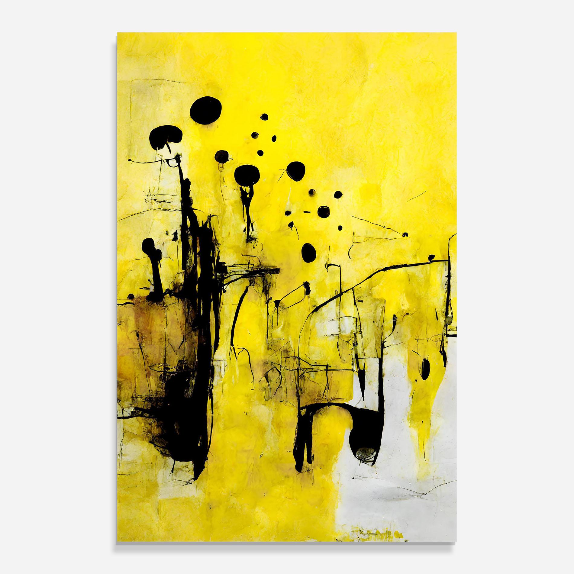 Glasbild Abstract Black Yellow mockup 0