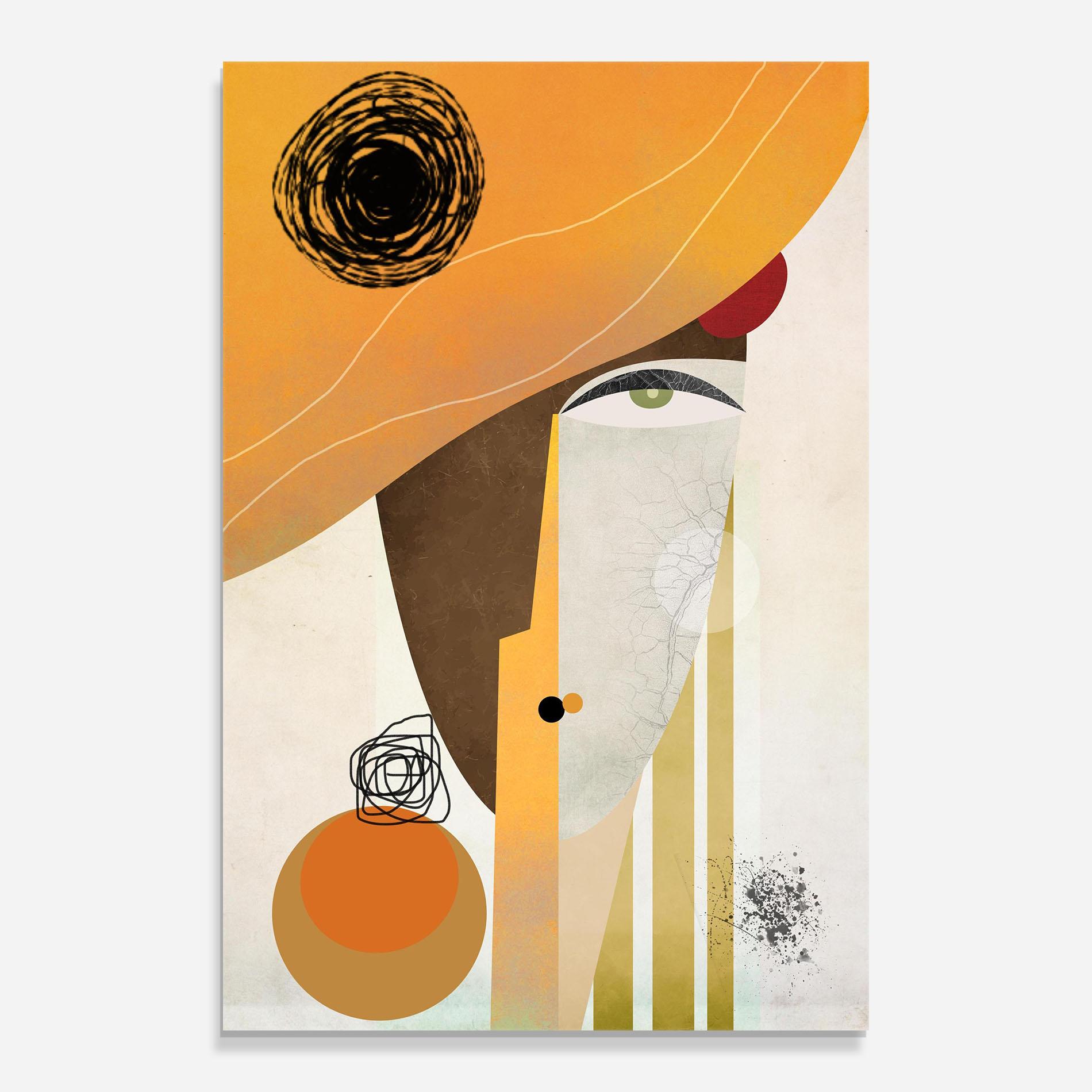 Glasbild Abstract Orange Face mockup 0