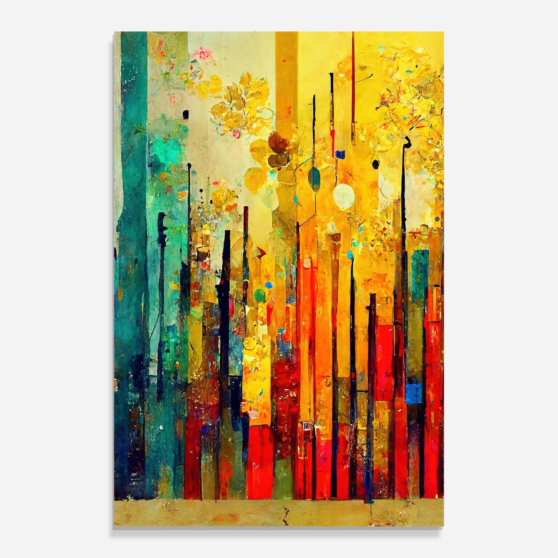 Glasbild Black Lines On Yellow Light mockup 0