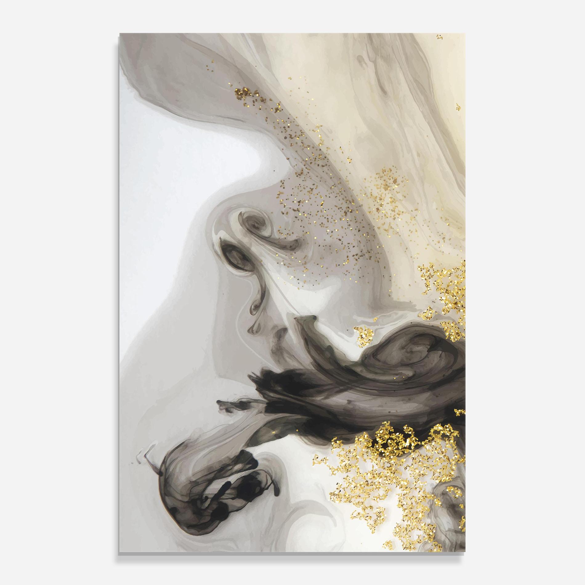 Glasbild Gold Glitter Watercolor mockup 0