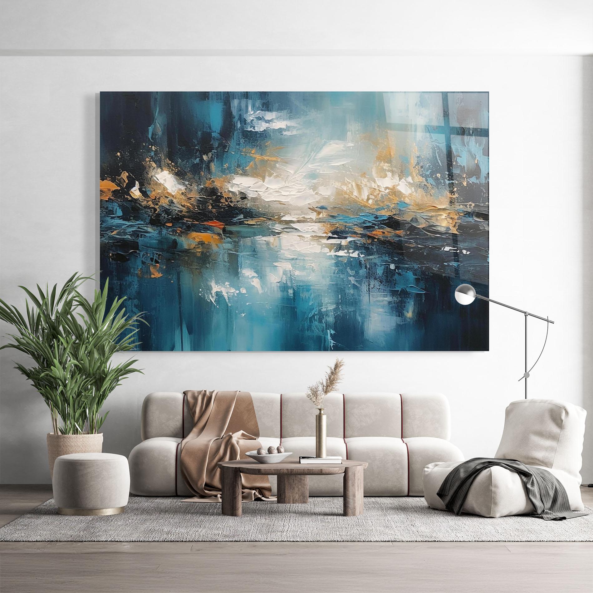 Glasbild Abstract Blue Art mockup 9