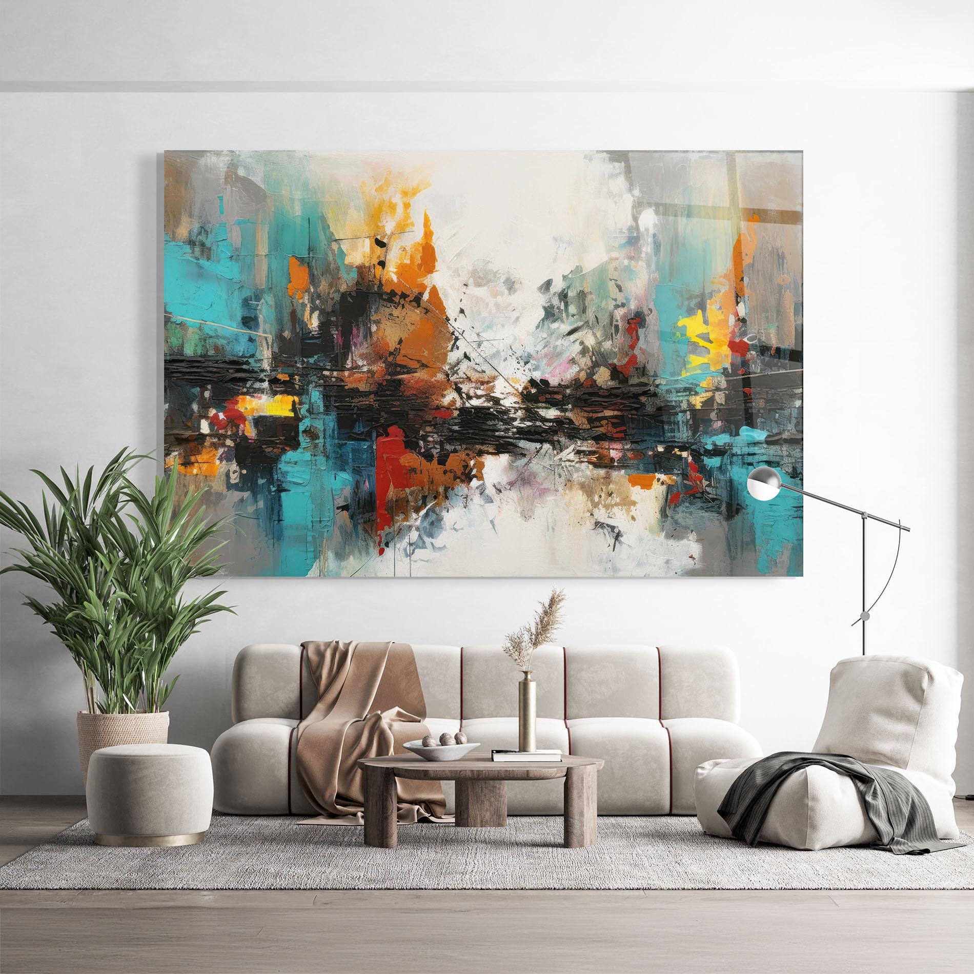 Glasbild Abstract City Painting mockup 9