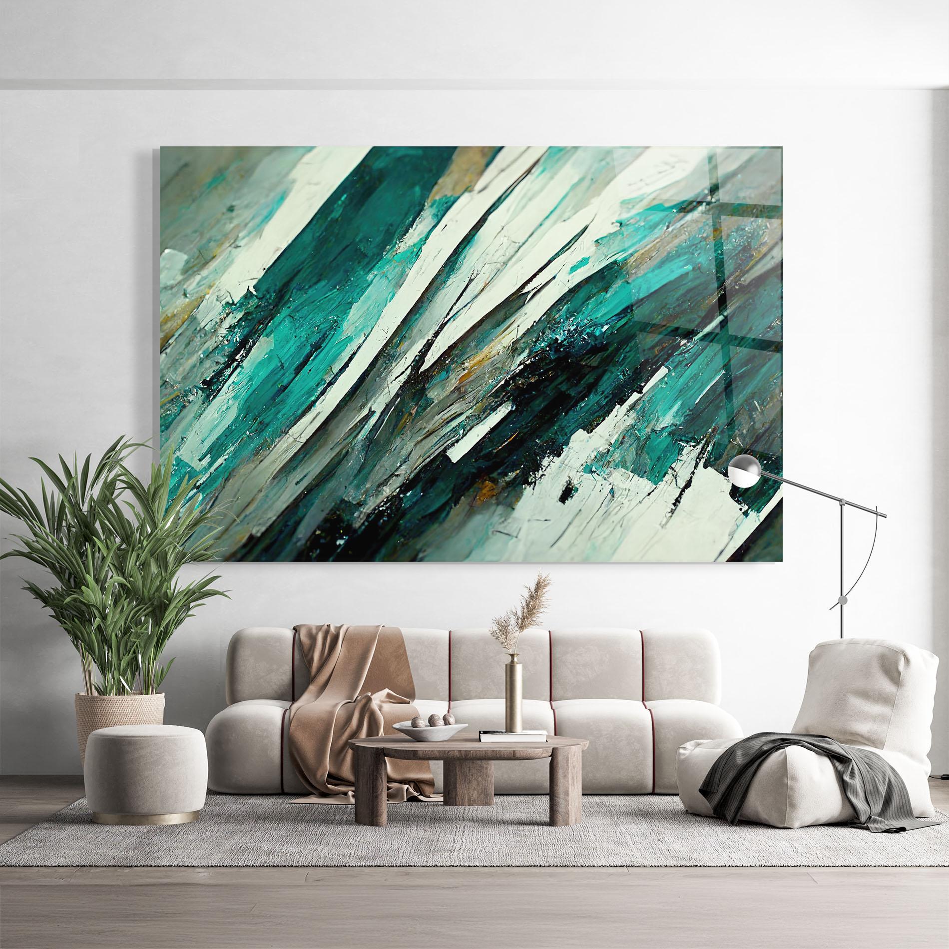 Glasbild Abstract Green Artwork mockup 9