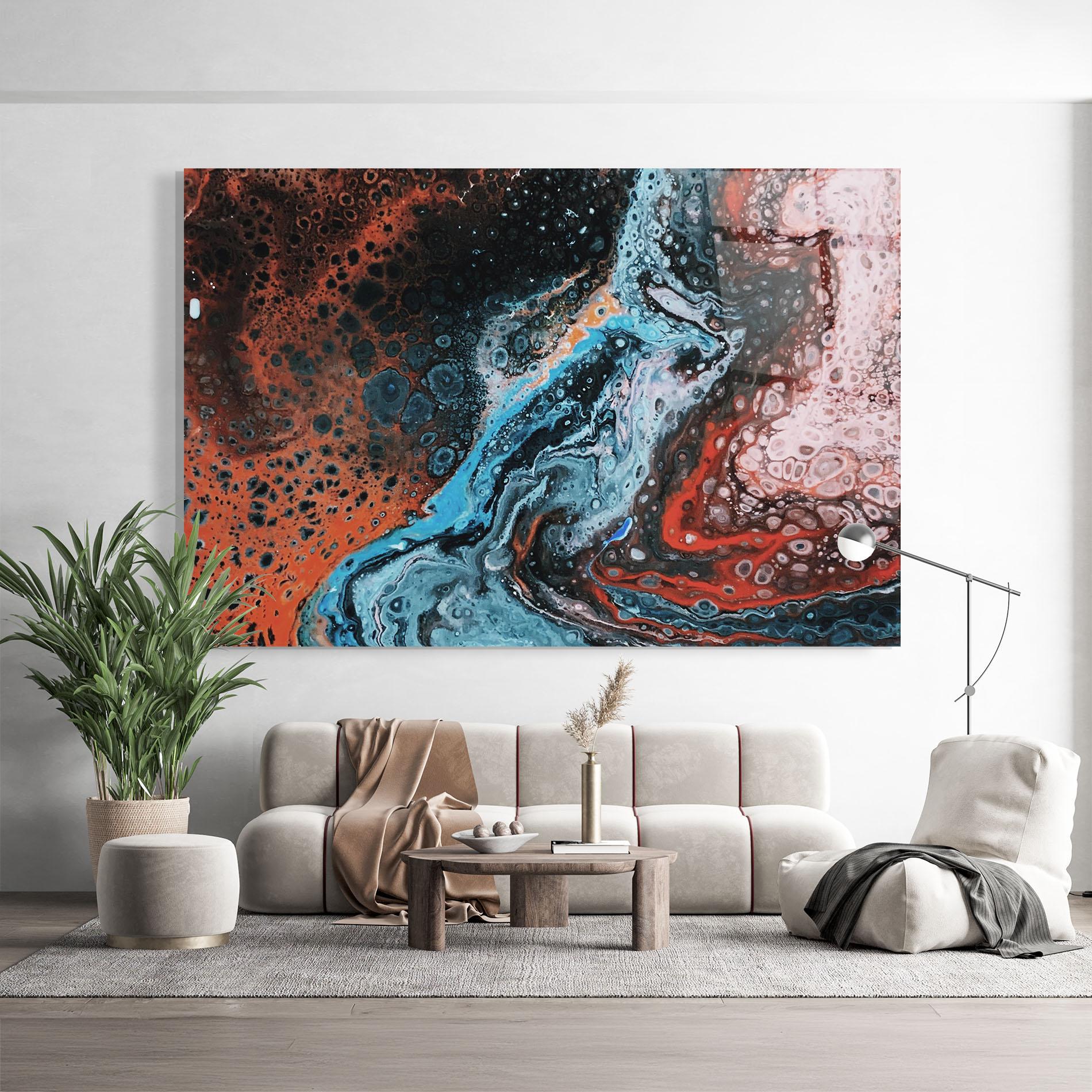 Glasbild Abstract Turqoise Colors mockup 9