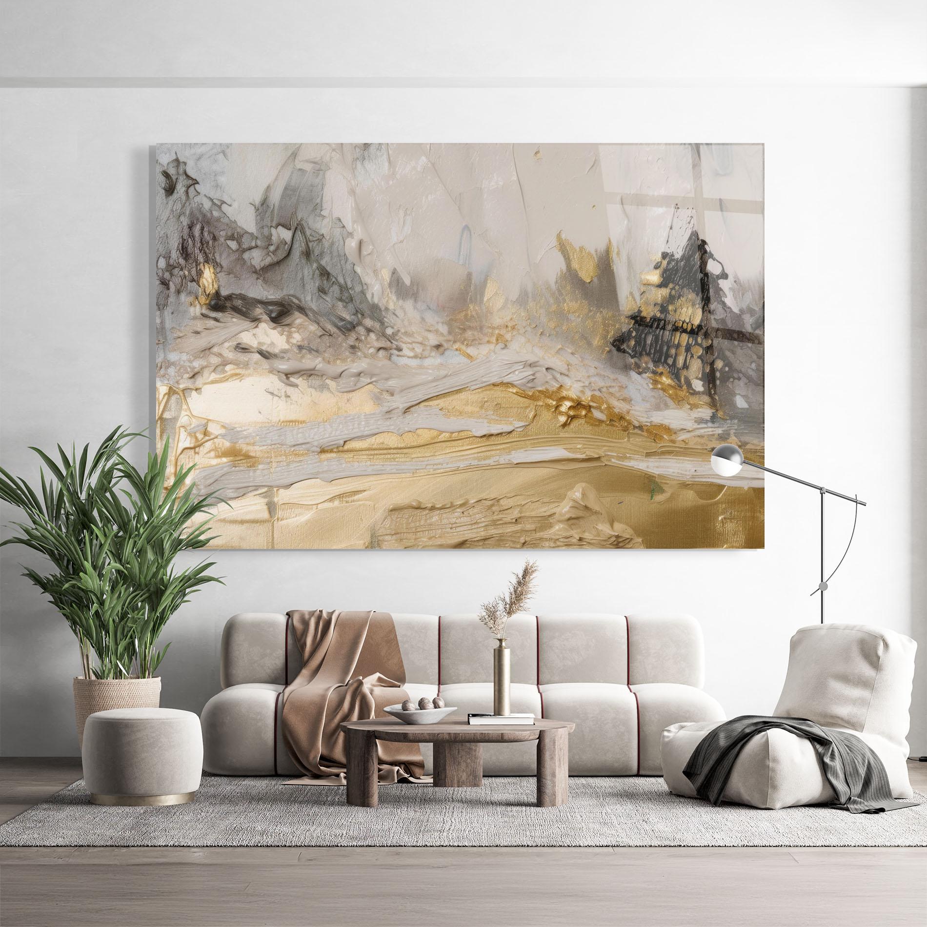 Glasbild Abstract White Waves mockup 9