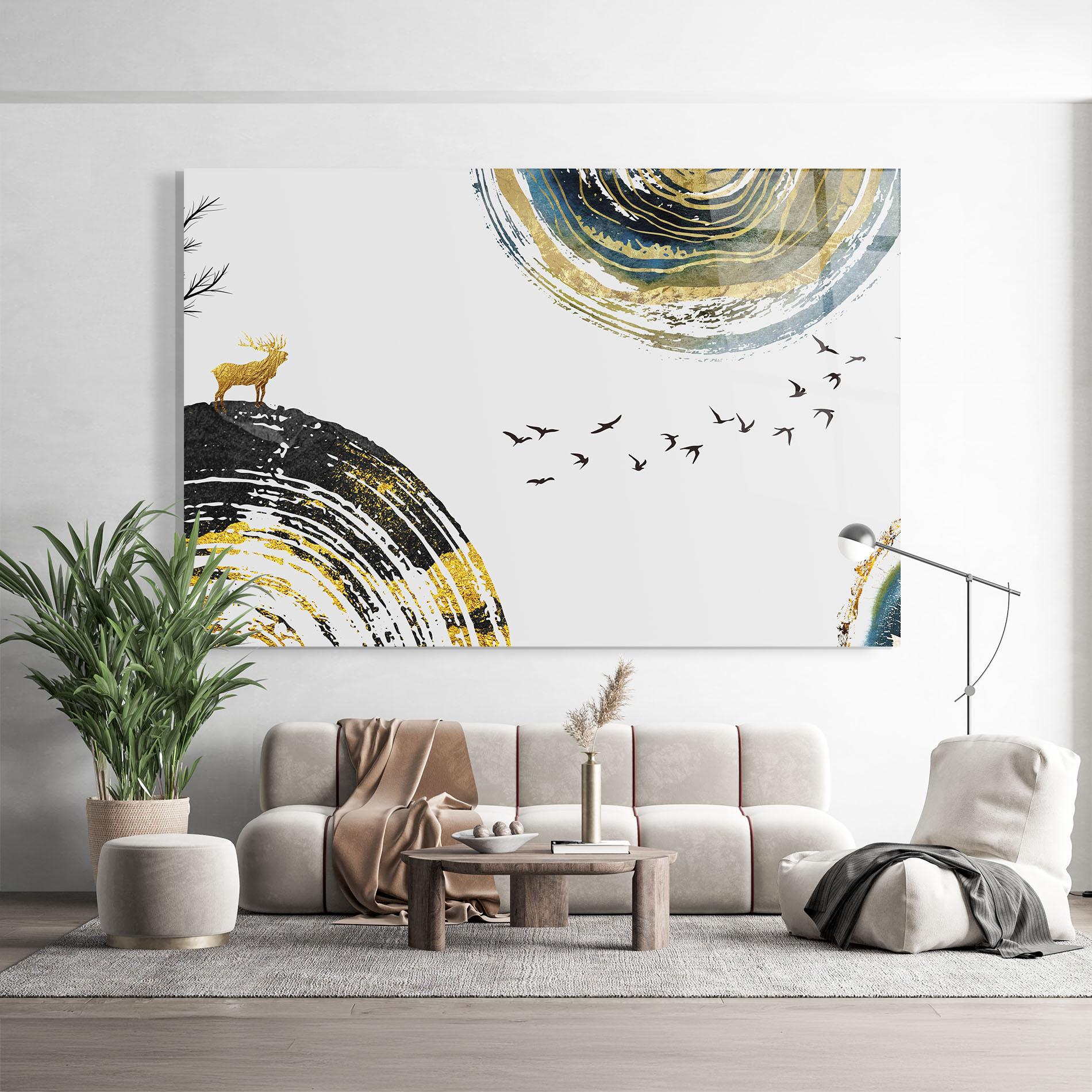 Glasbild Golden Deer mockup 9