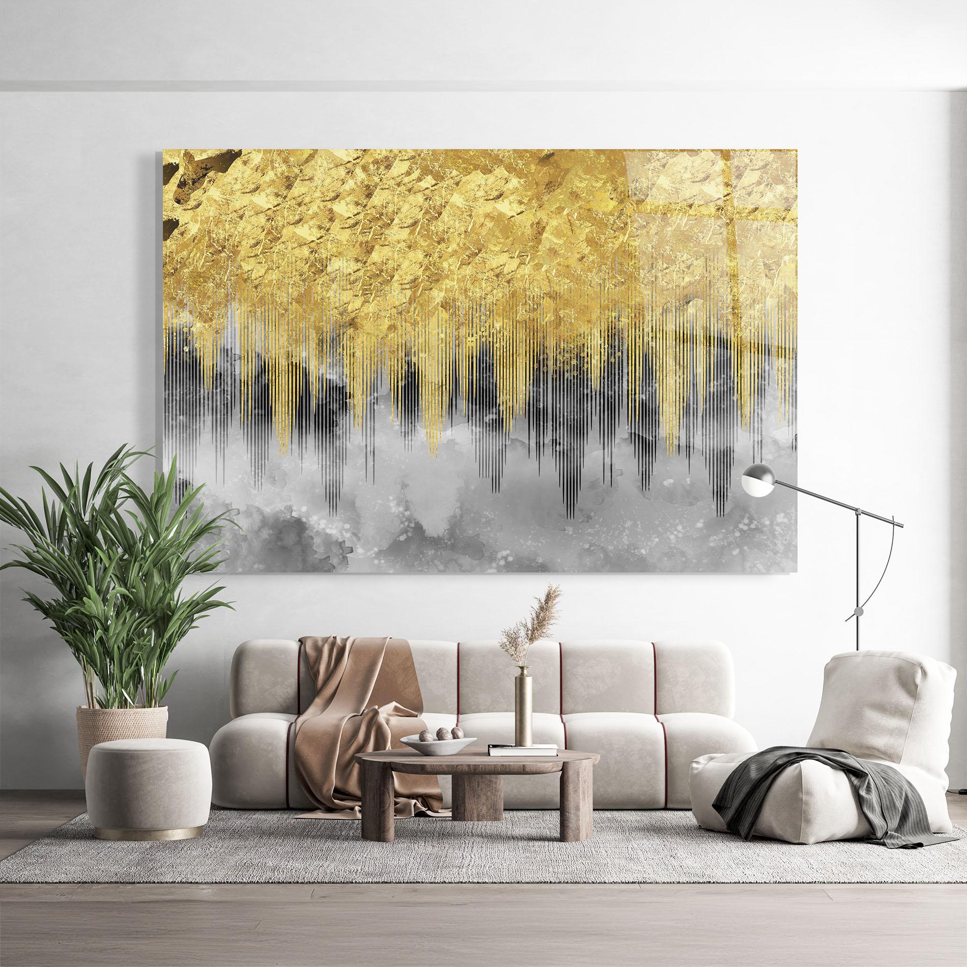 Glasbild Golden Grey mockup 9