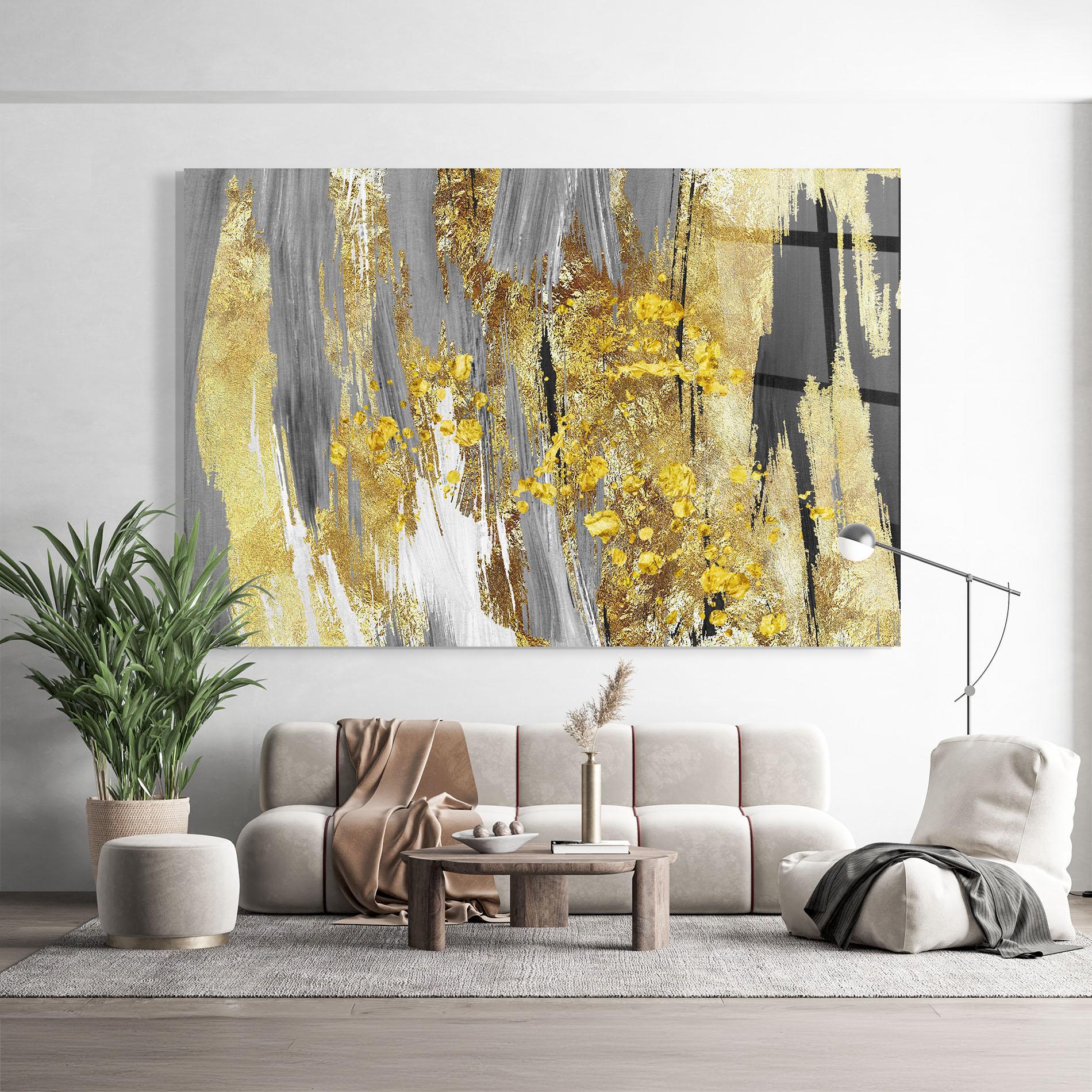 Glasbild Golden Grfey Lines mockup 9