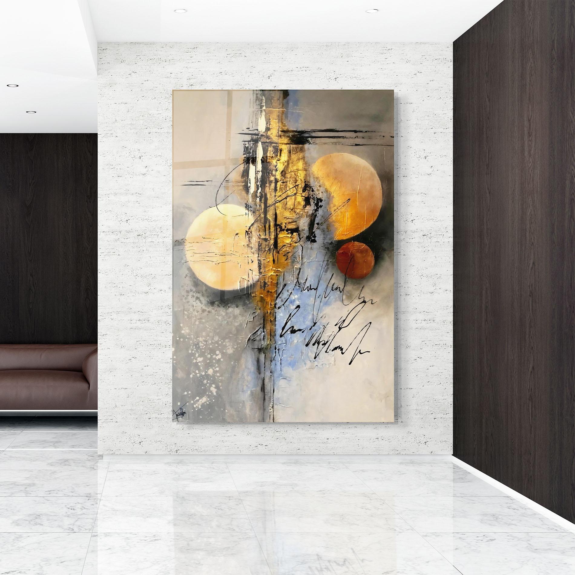 Glasbild Abstract Moons mockup 9