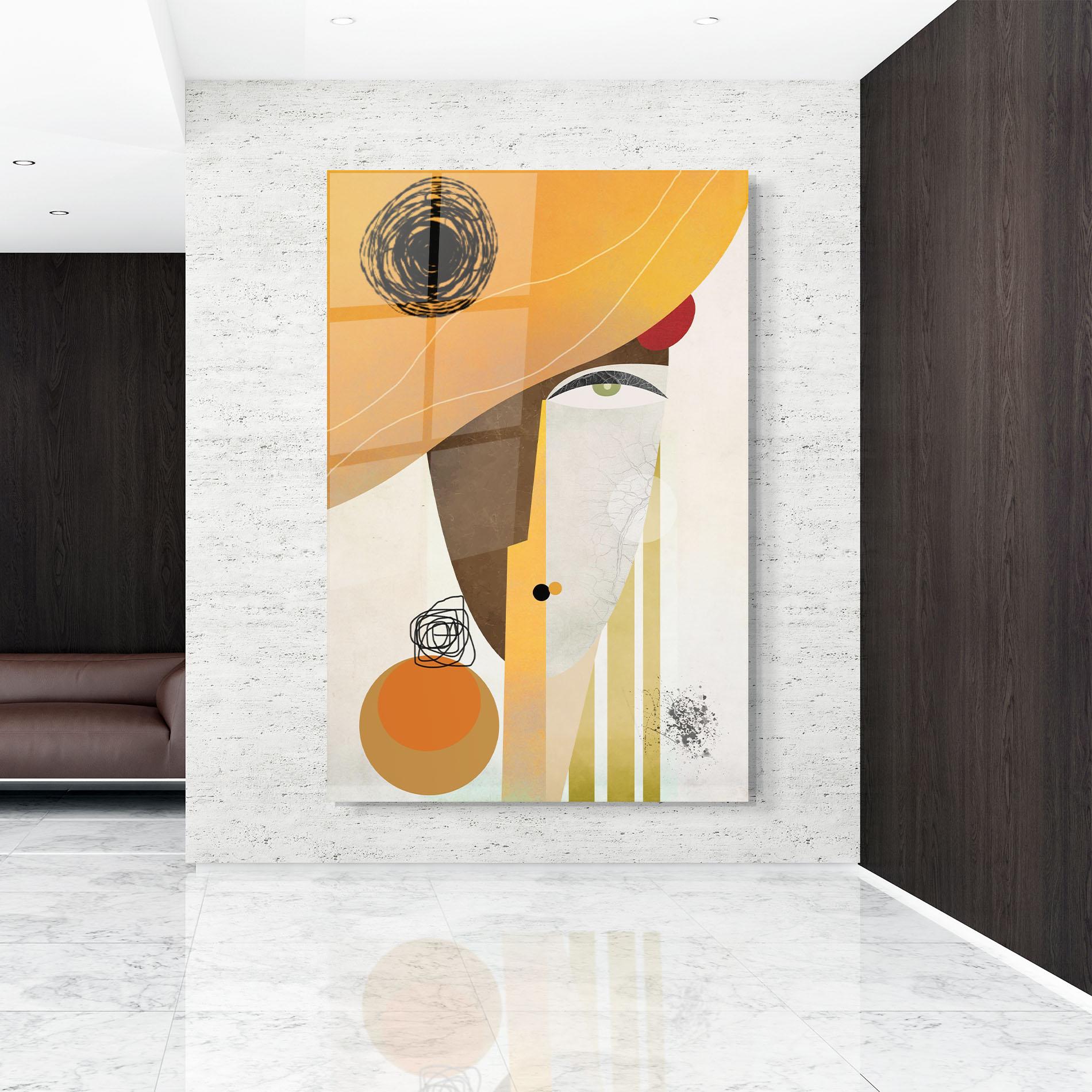 Glasbild Abstract Orange Face mockup 9