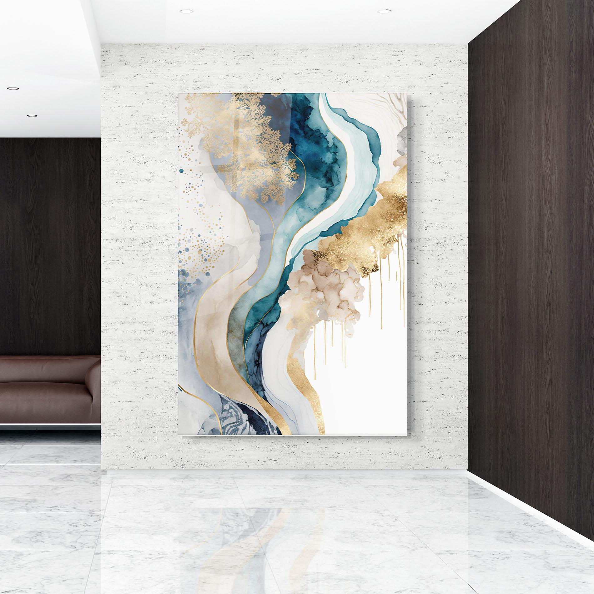 Glasbild Light Blue Waves mockup 9