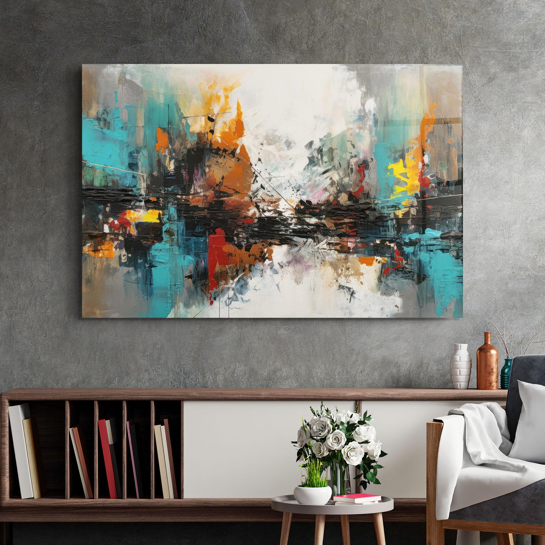 Glasbild Abstract City Painting mockup 2