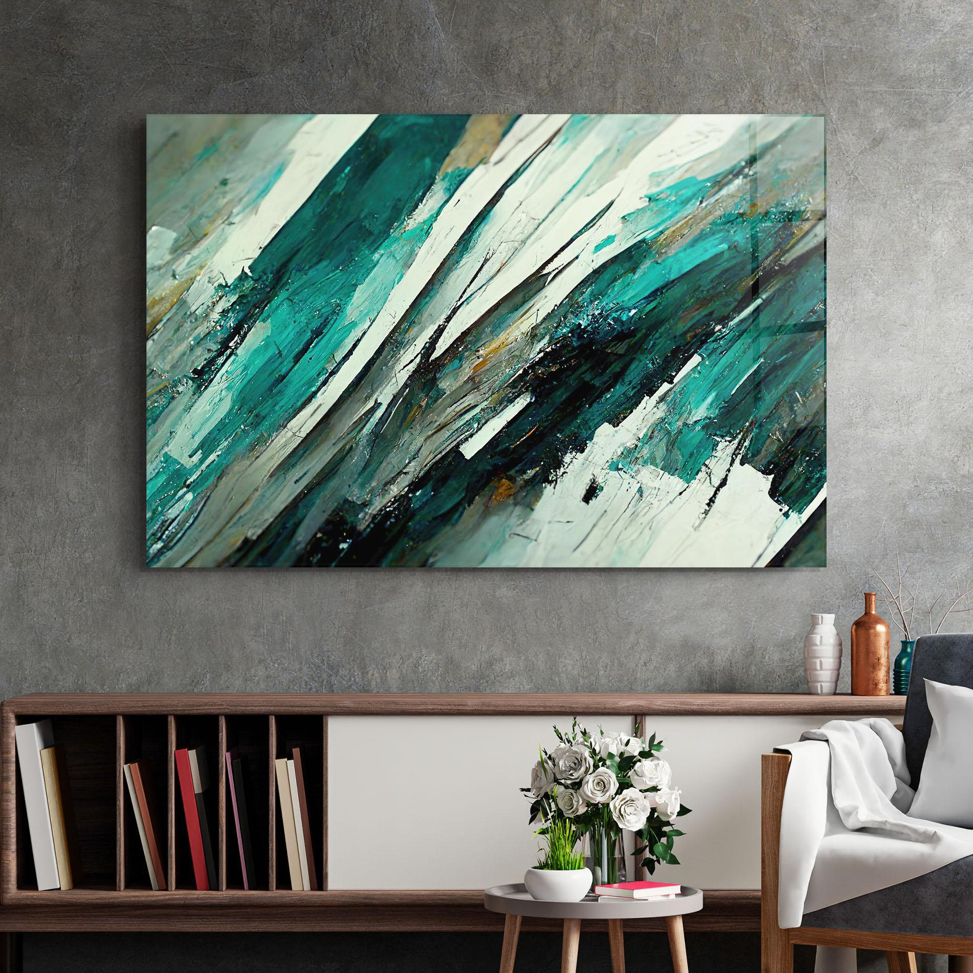 Glasbild Abstract Green Artwork mockup 2