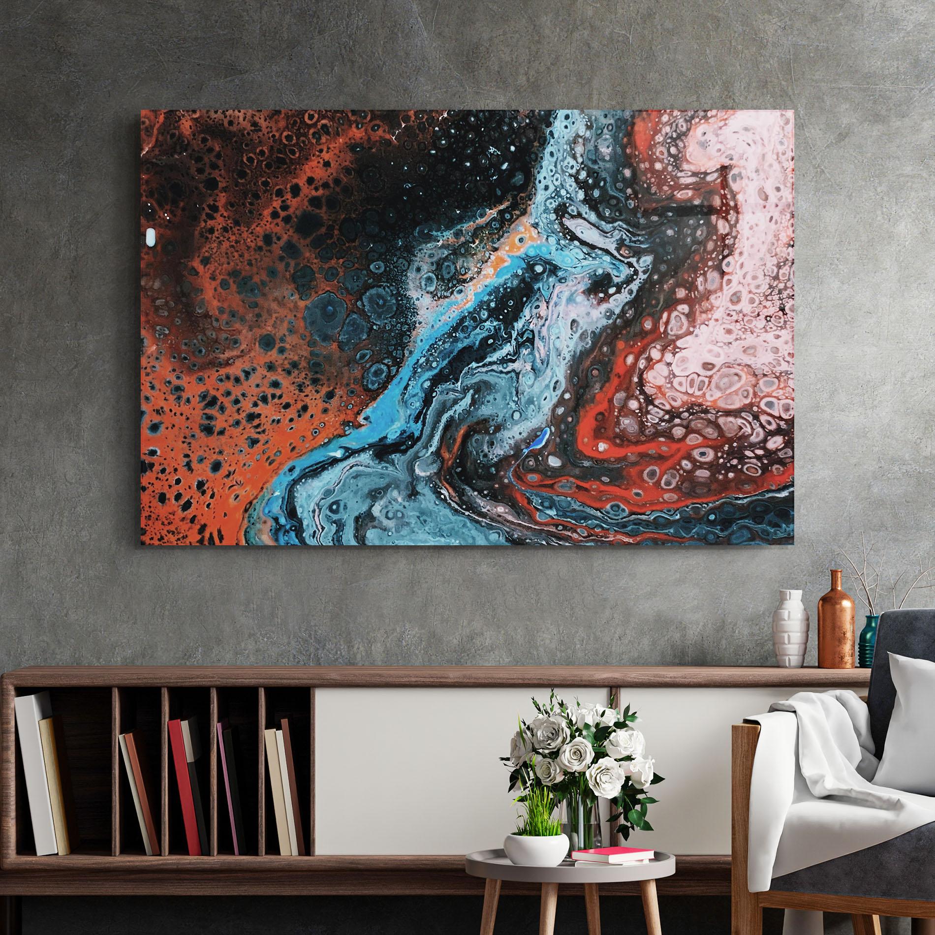 Glasbild Abstract Turqoise Colors mockup 2