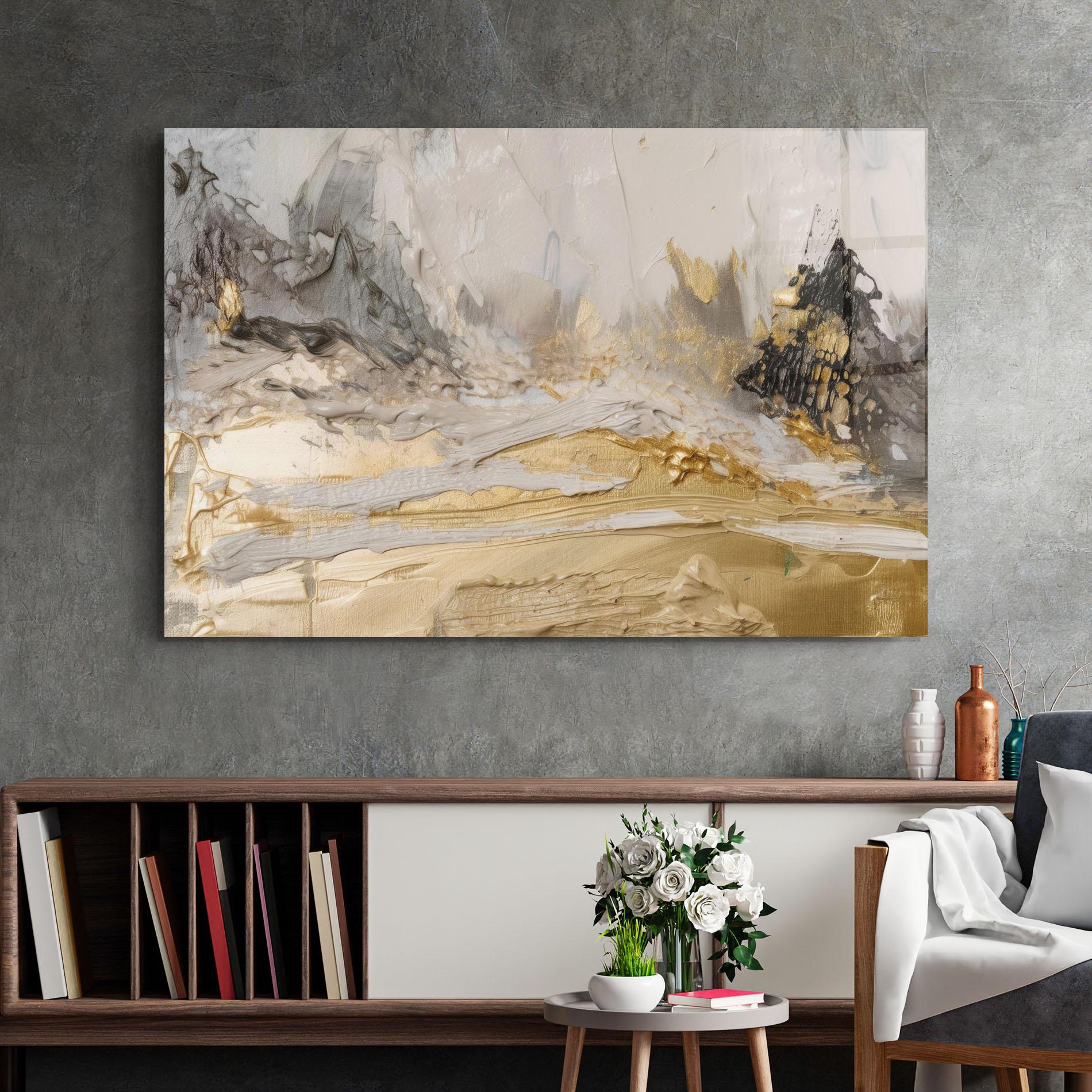 Glasbild Abstract White Waves mockup 2