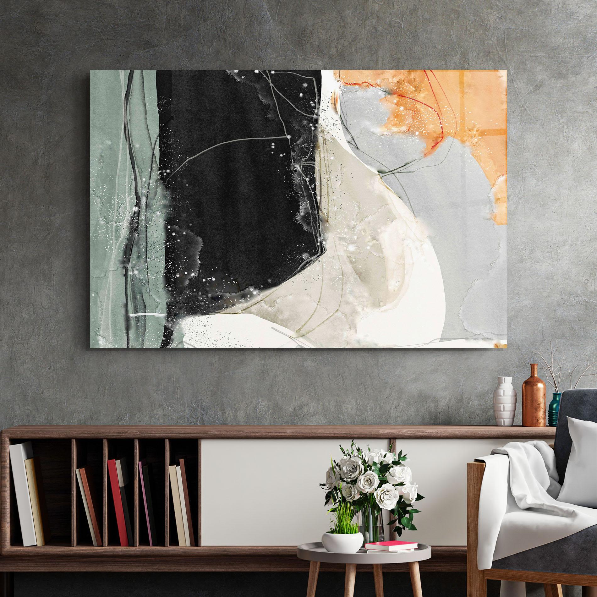 Glasbild Beautiful White Drops mockup 2