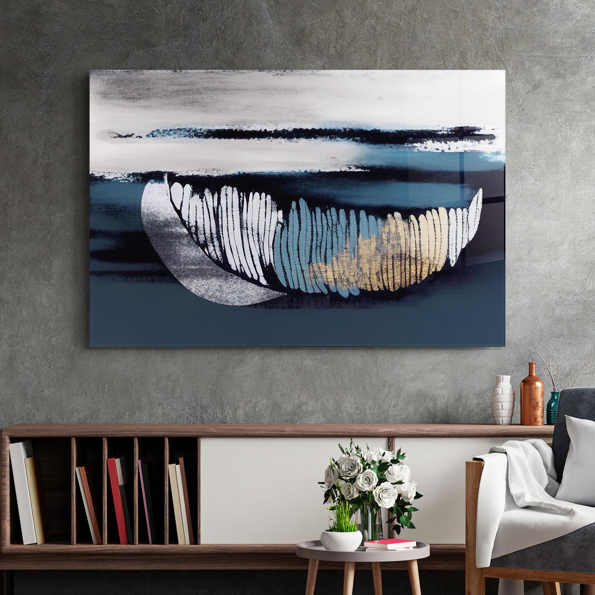 Glasbild Blue Feather mockup 2