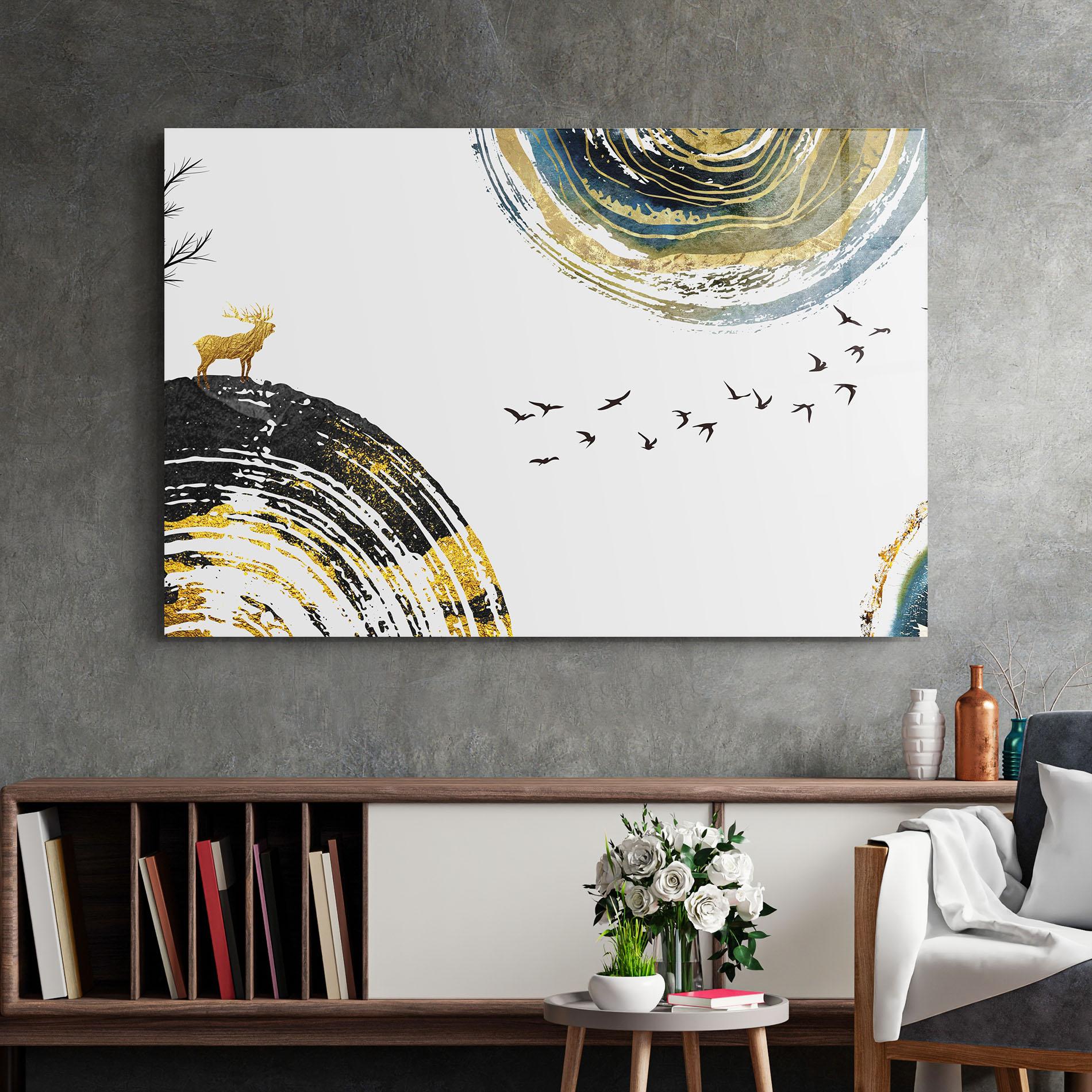 Glasbild Golden Deer mockup 2