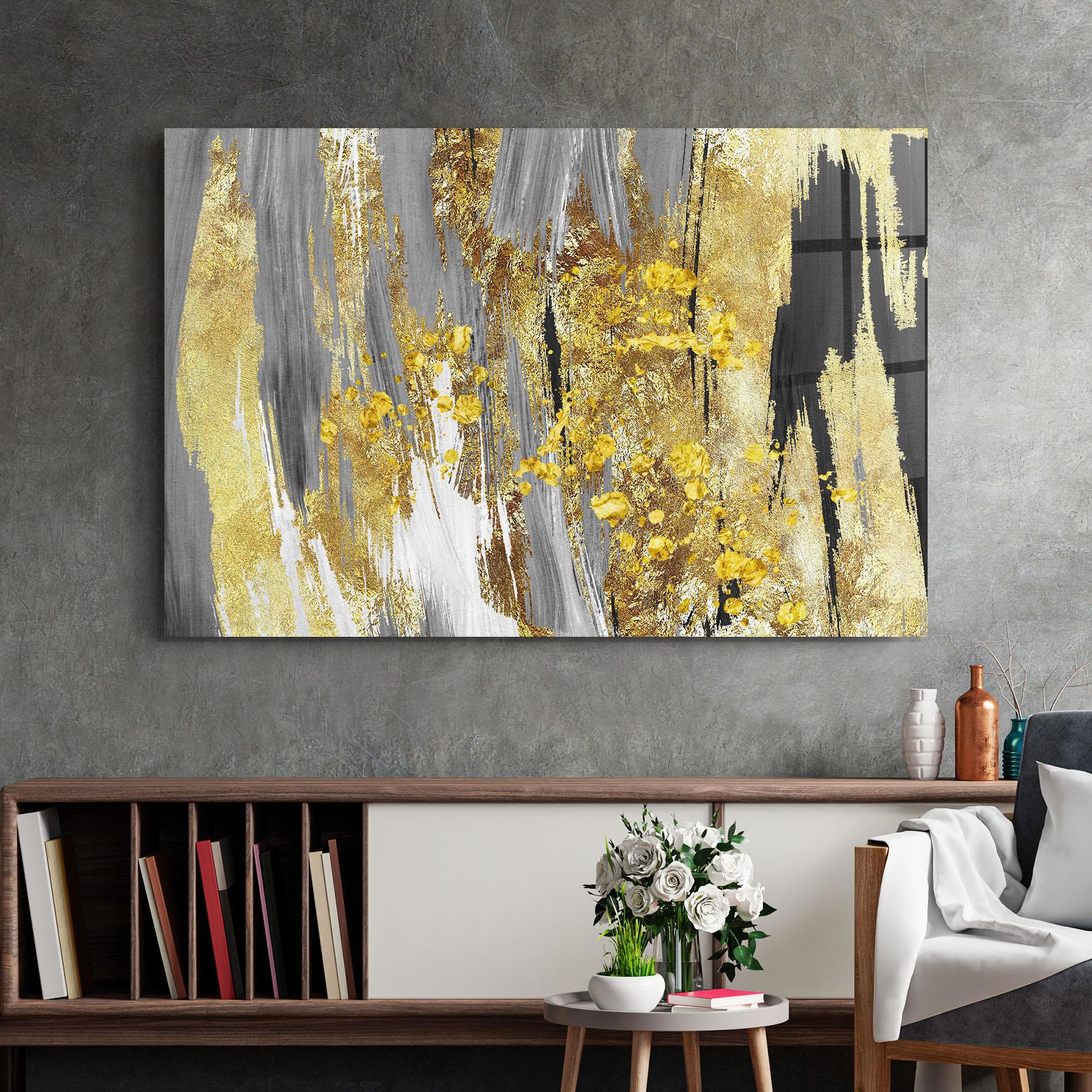 Glasbild Golden Grfey Lines mockup 2