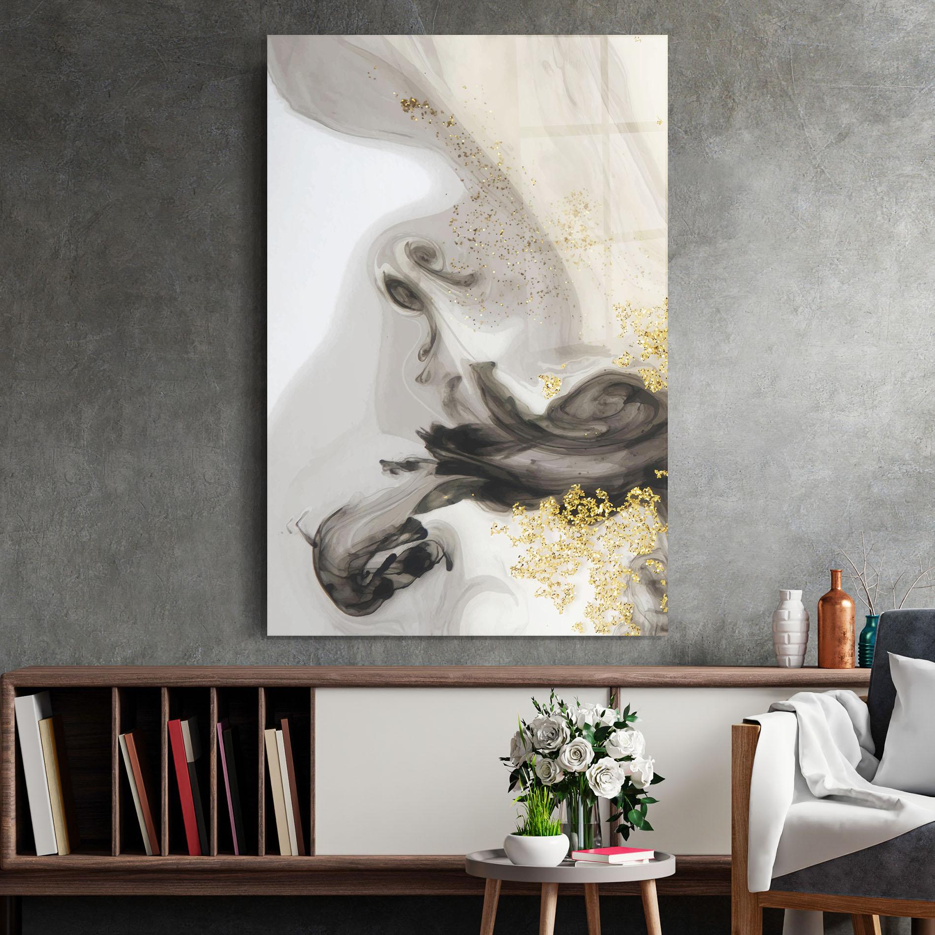Glasbild Gold Glitter Watercolor mockup 2
