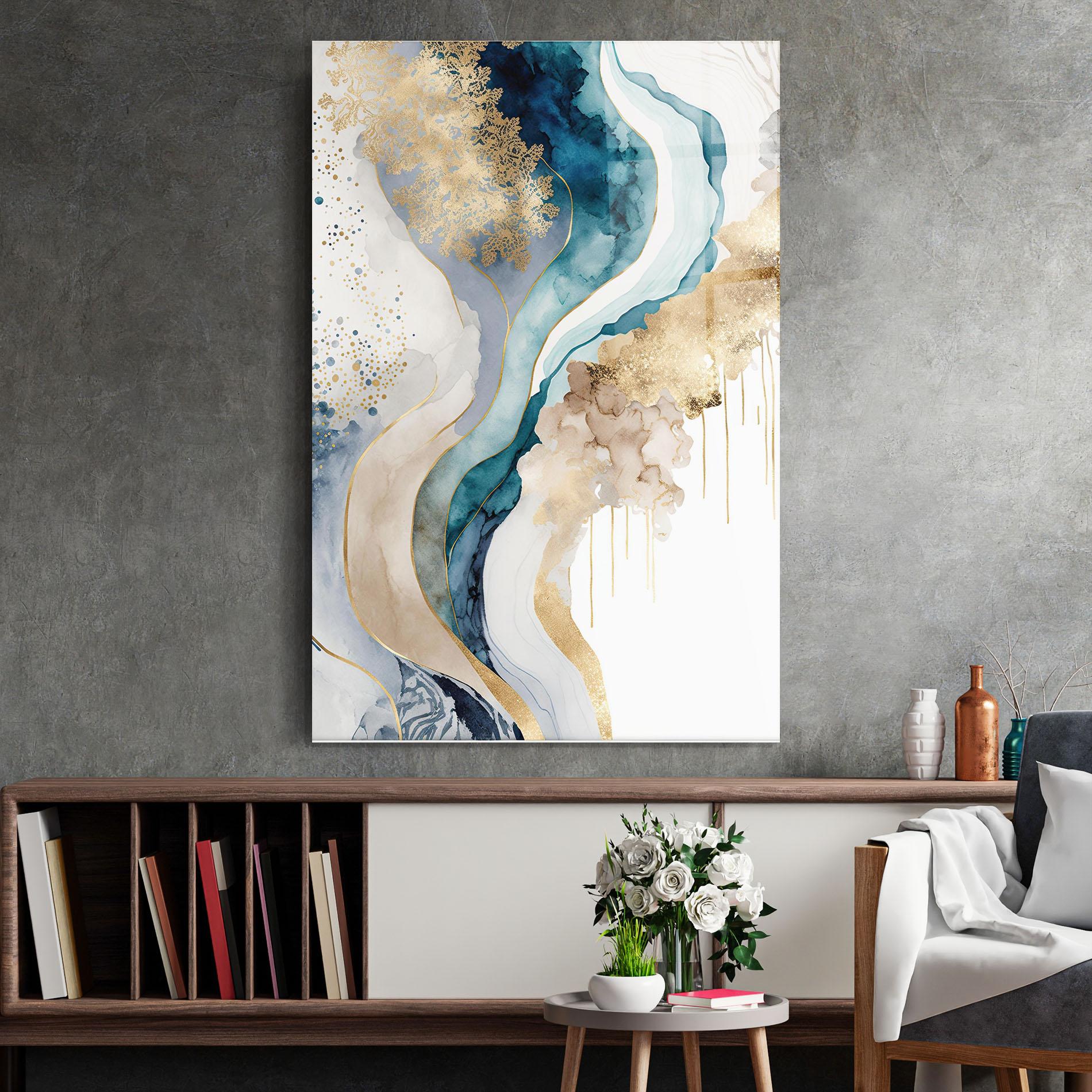 Glasbild Light Blue Waves mockup 2