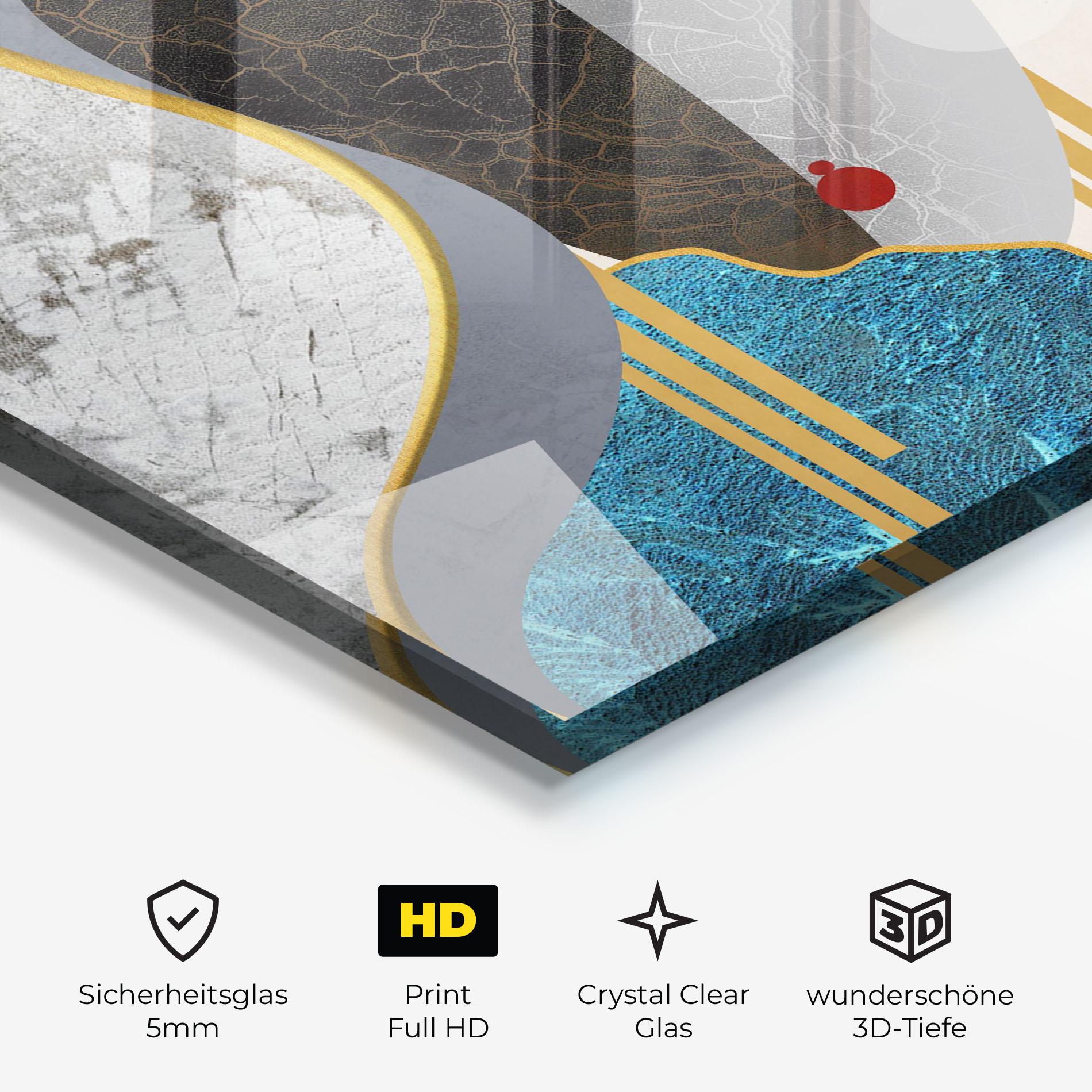 Glasbild Abstract Blue Face mockup 3