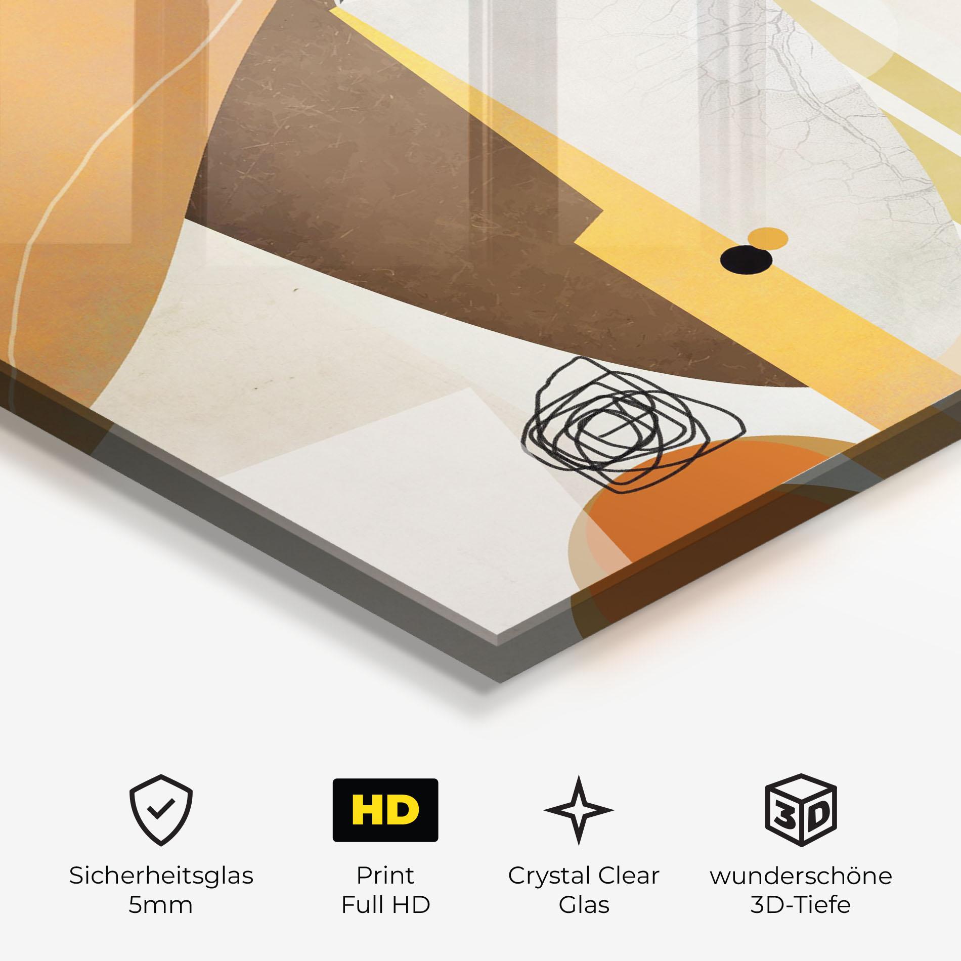 Glasbild Abstract Orange Face mockup 3