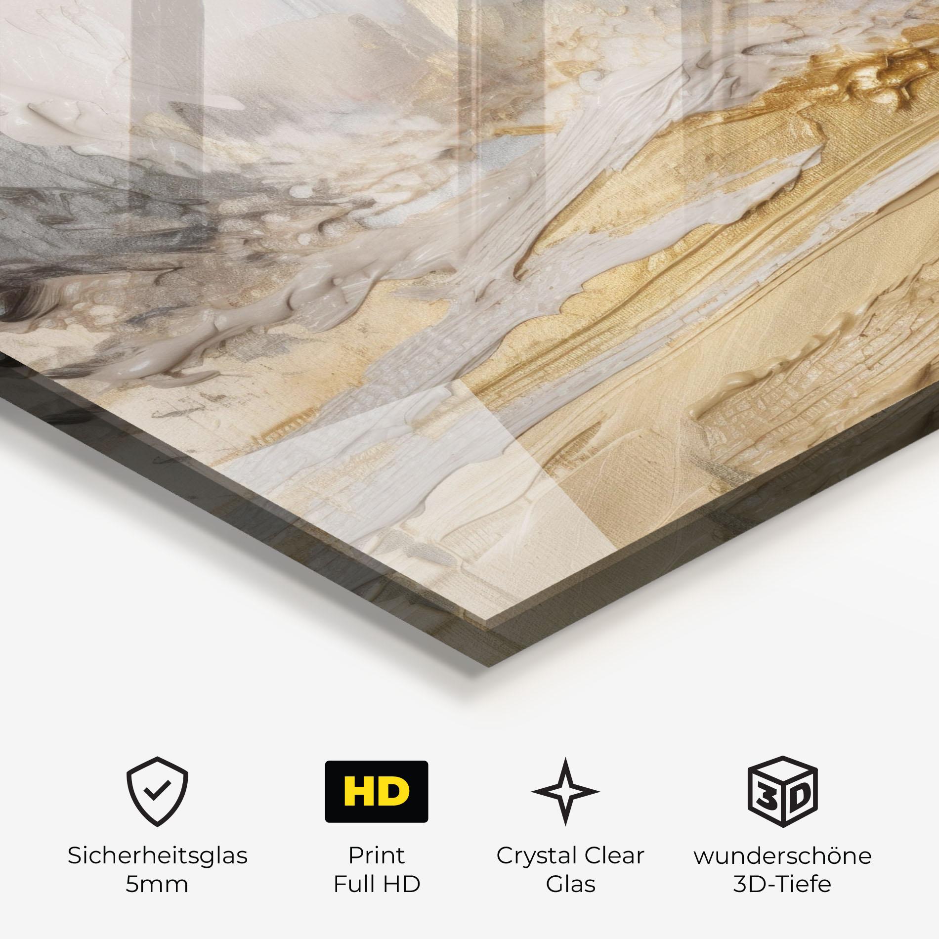 Glasbild Abstract White Waves mockup 3