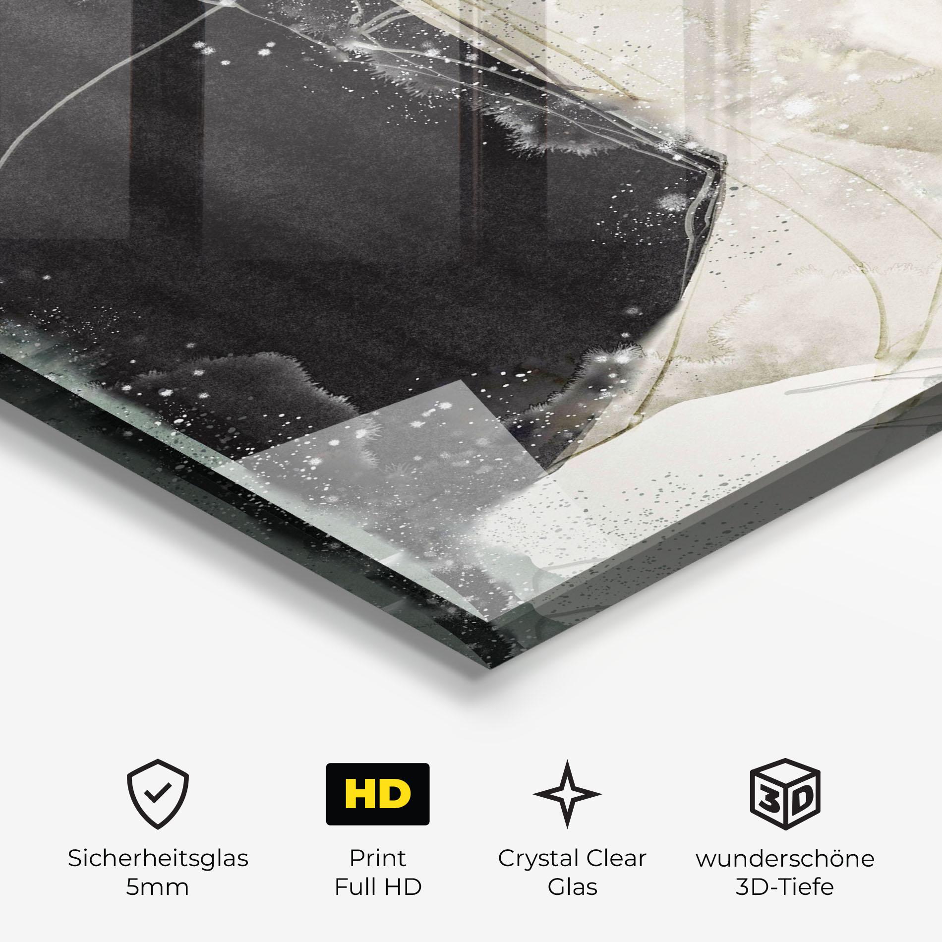 Glasbild Beautiful White Drops mockup 3