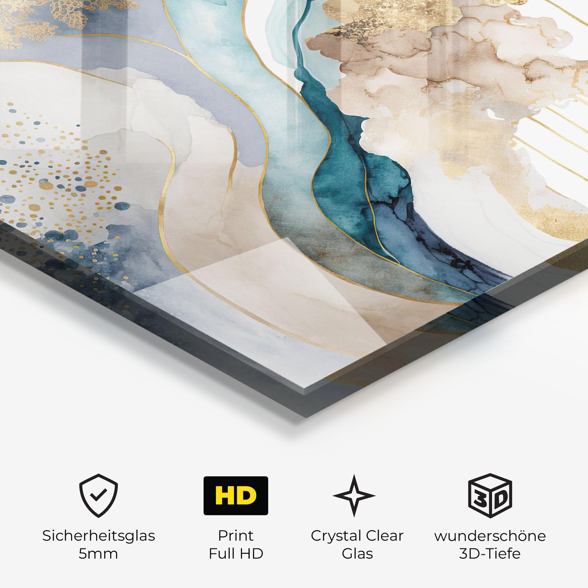 Glasbild Light Blue Waves mockup 3