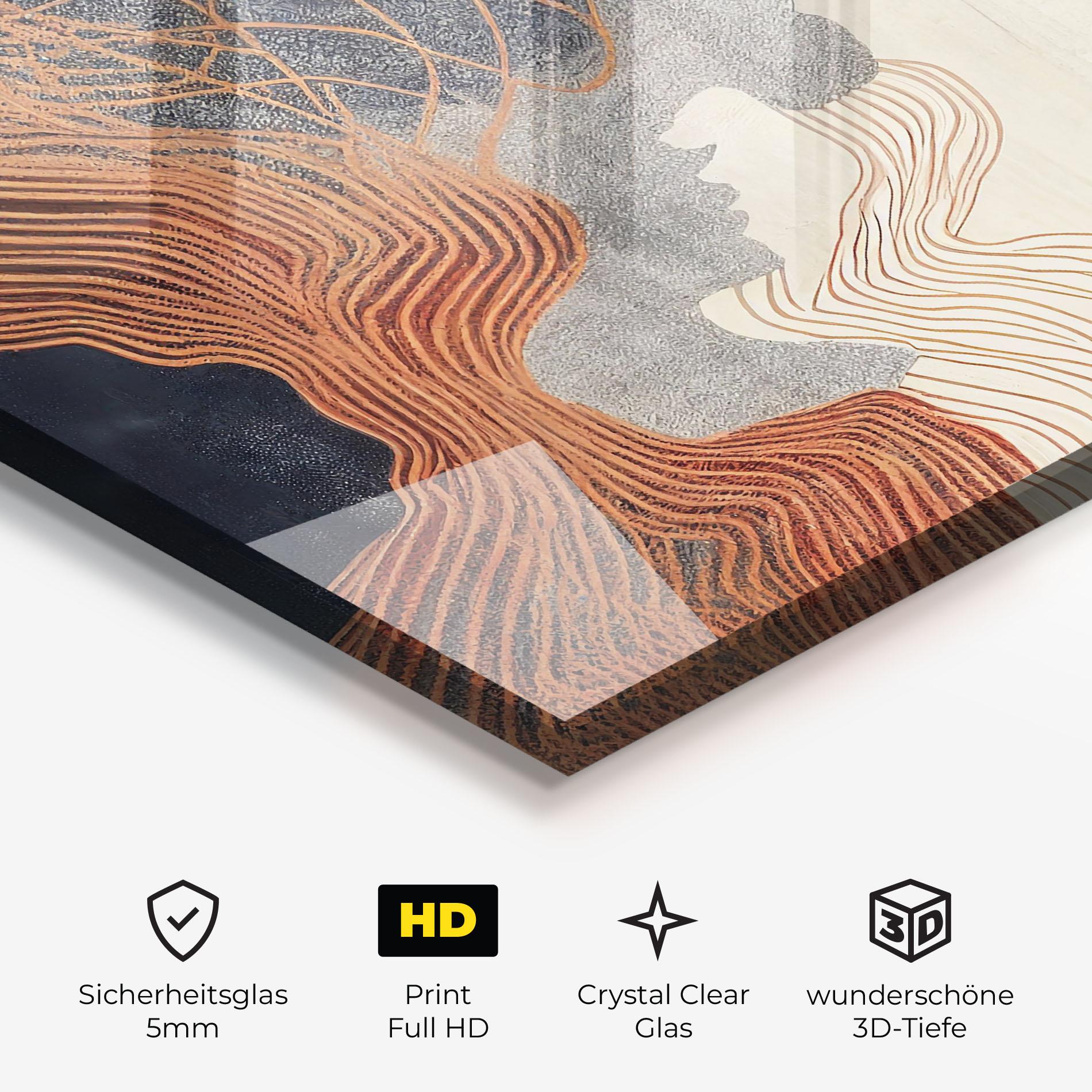 Glasbild Orange Lines On Blue mockup 3