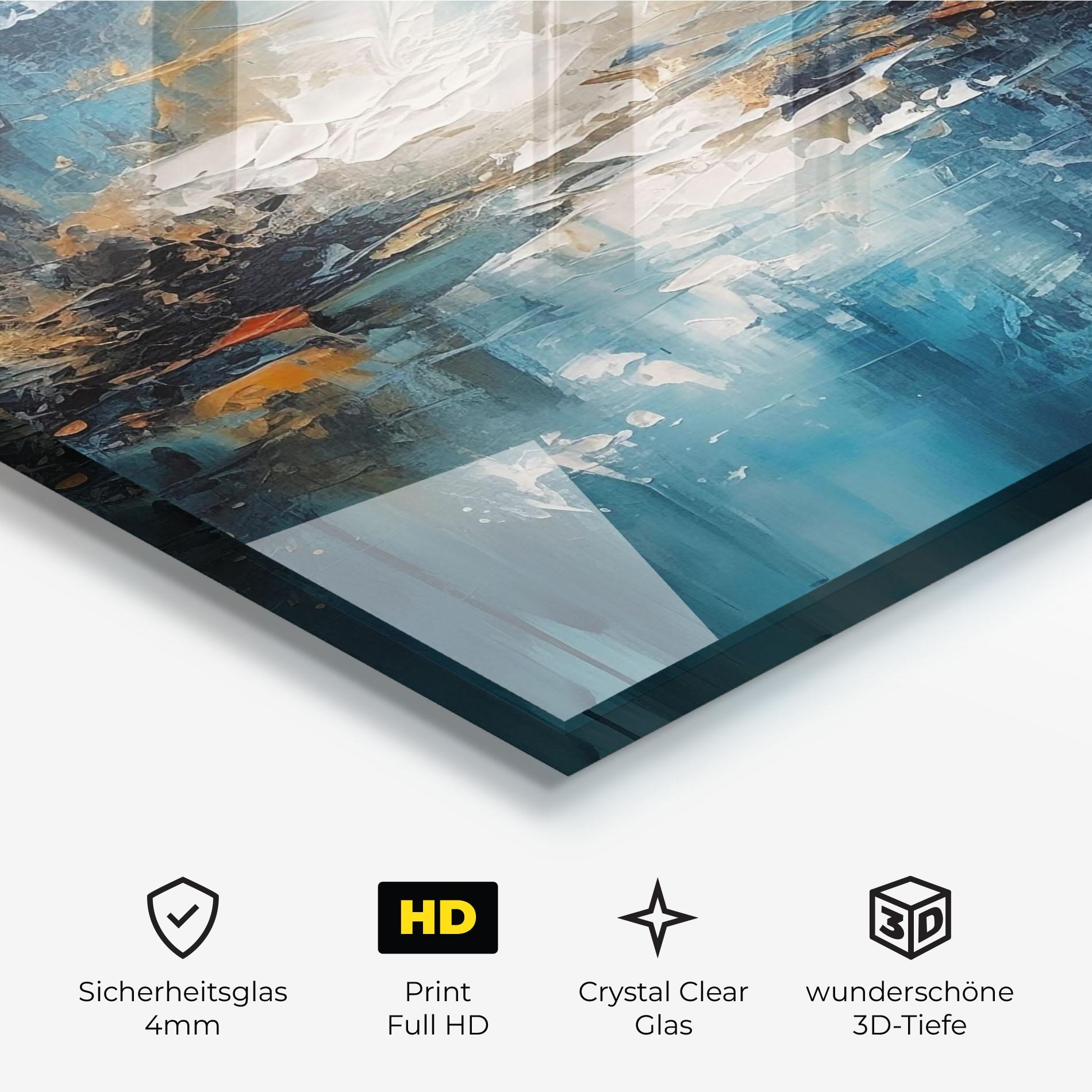 Glasbild Abstract Blue Art mockup 3