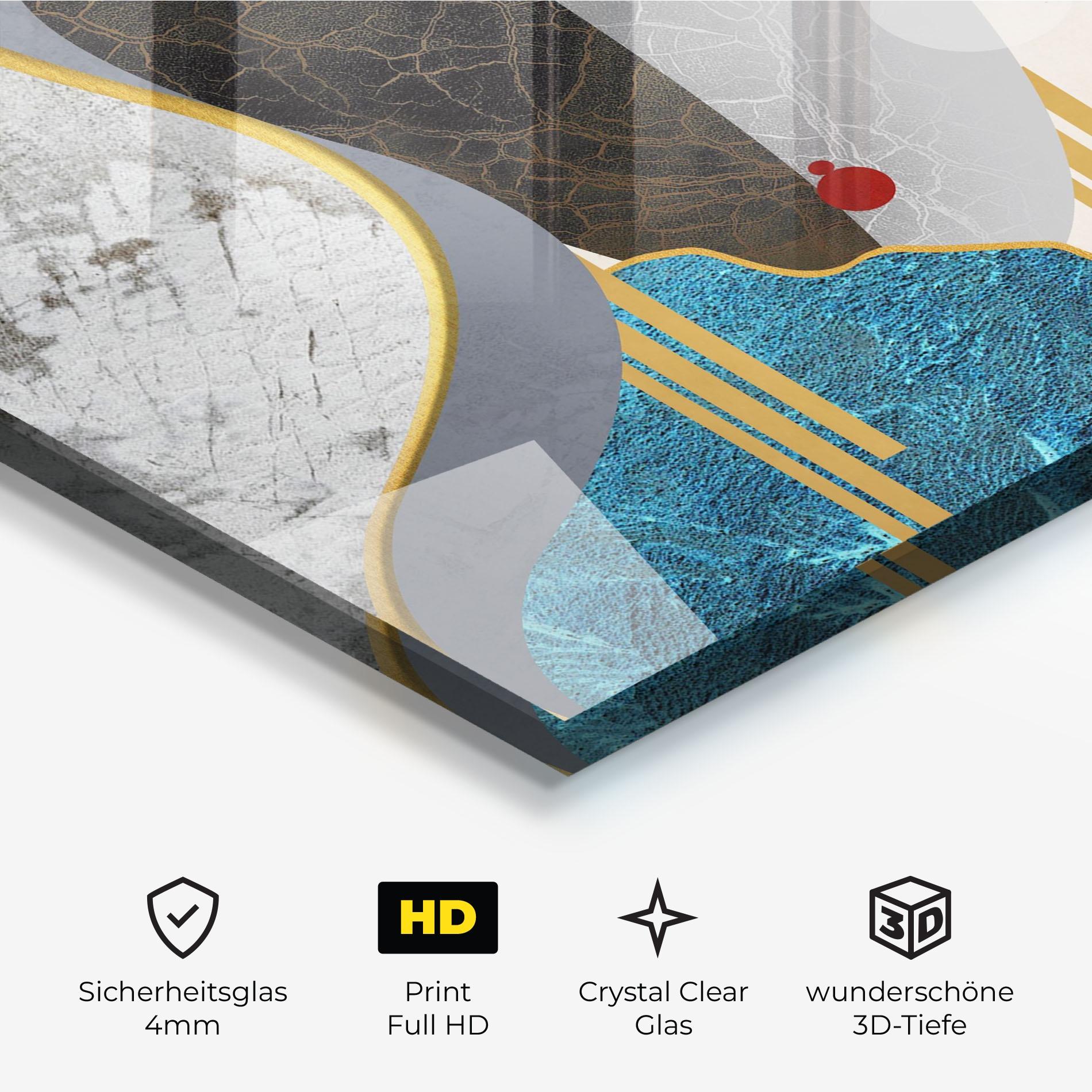 Glasbild Abstract Blue Face mockup 3