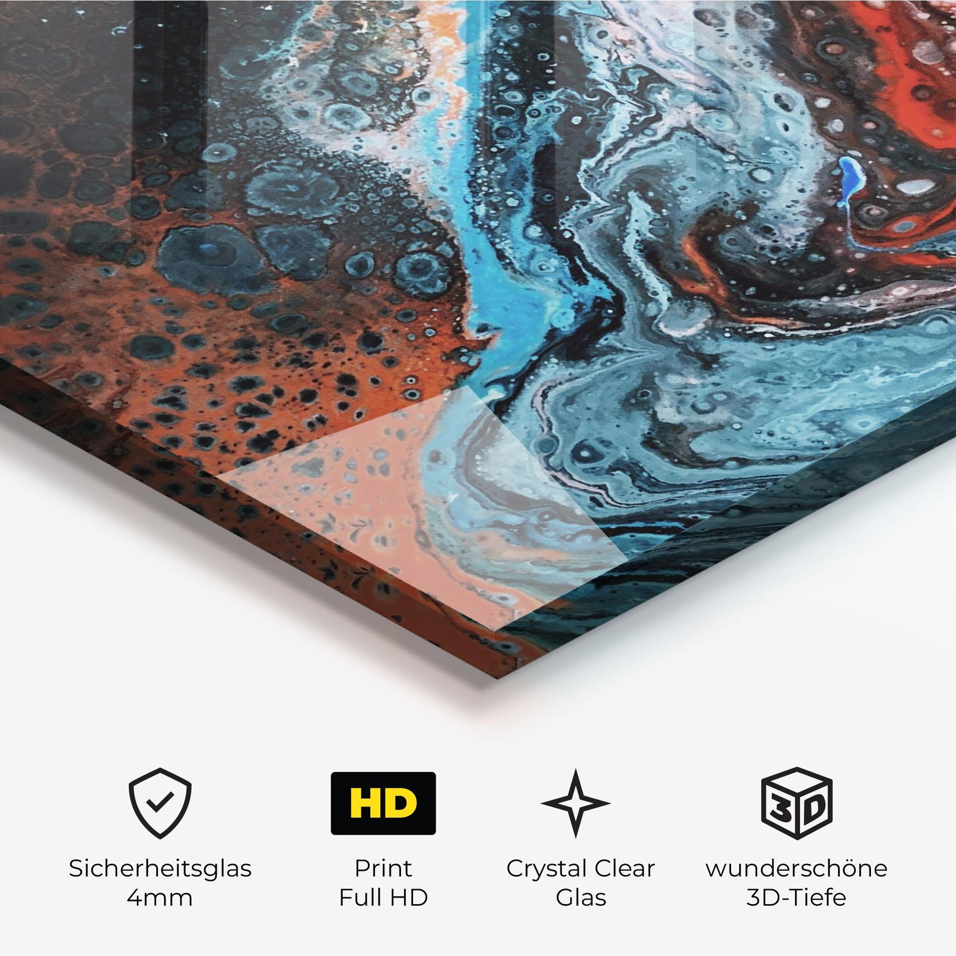 Glasbild Abstract Turqoise Colors mockup 3