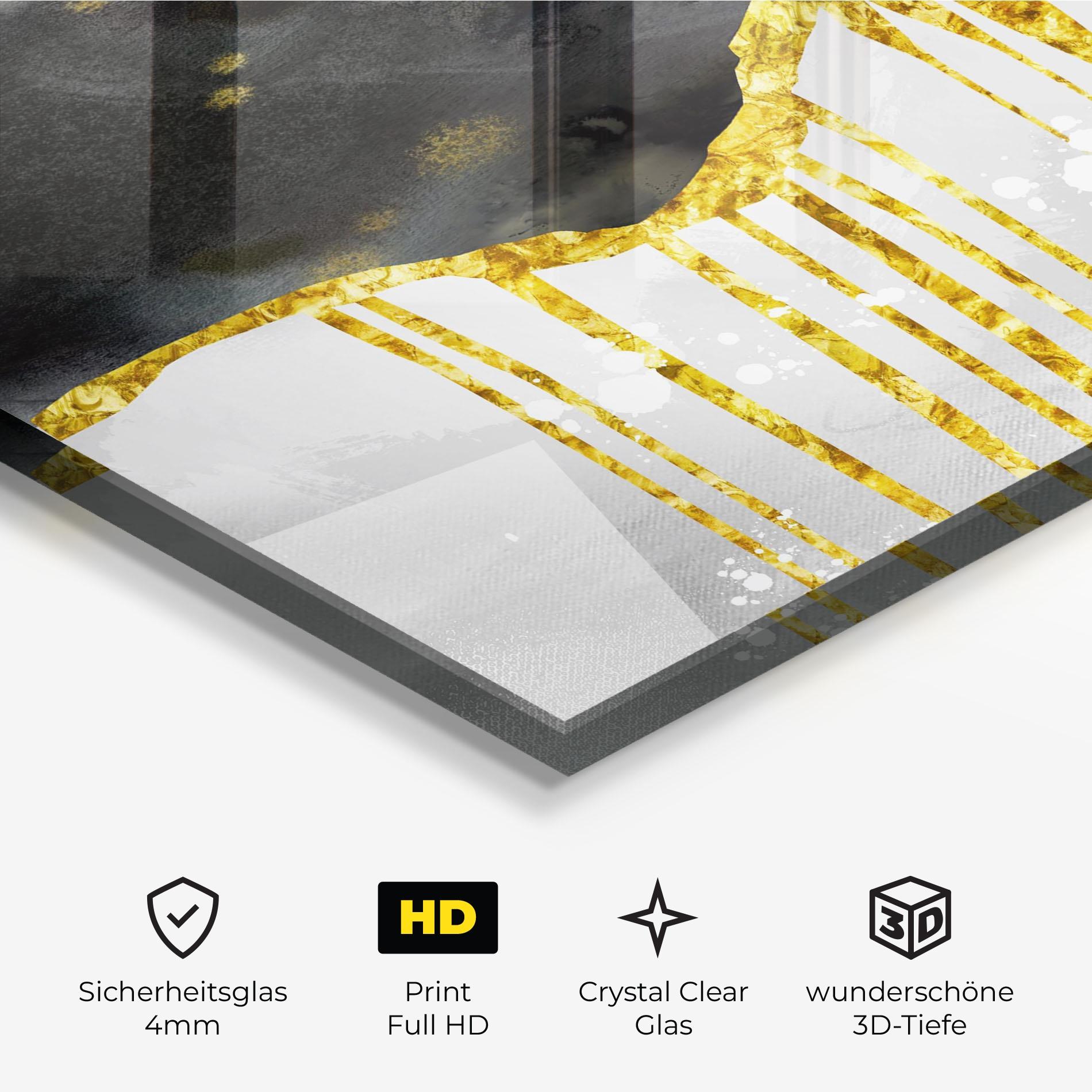 Glasbild Gold Moon And Birds mockup 3