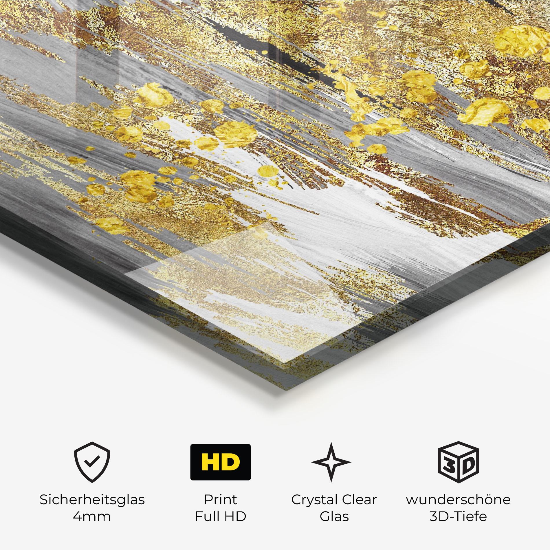 Glasbild Golden Grfey Lines mockup 3